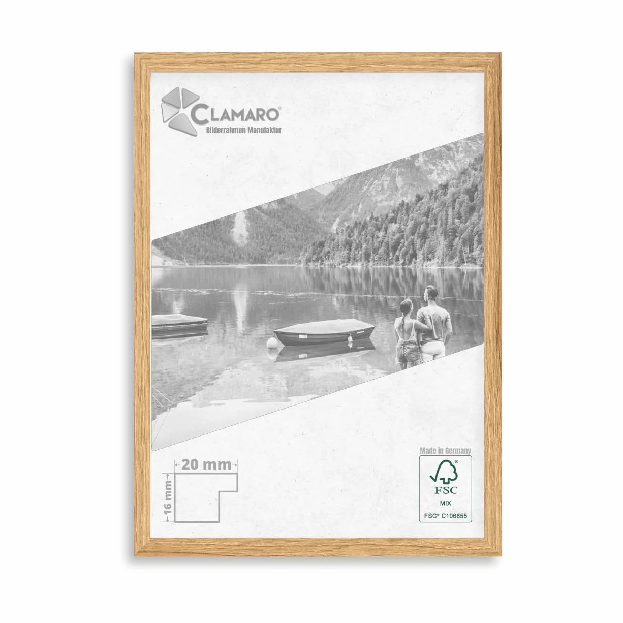 CLAMARO Ramka na zdjęcia Collage 20 23 x 32 cm drewniana MDF szkło akrylowe