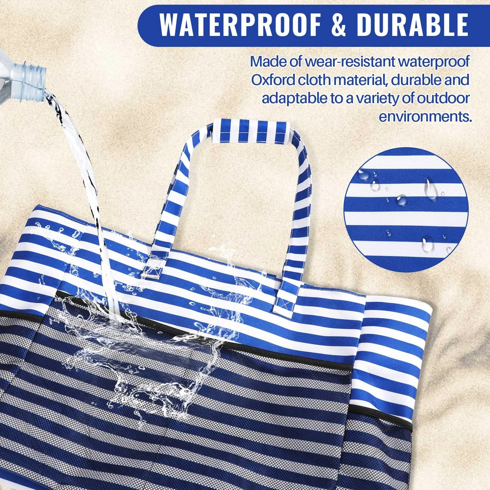 Soudittur Damska torba plażowa z zamkiem błyskawicznym, wodoszczelna, na plażę, do podróży, na basen, do studia fitness