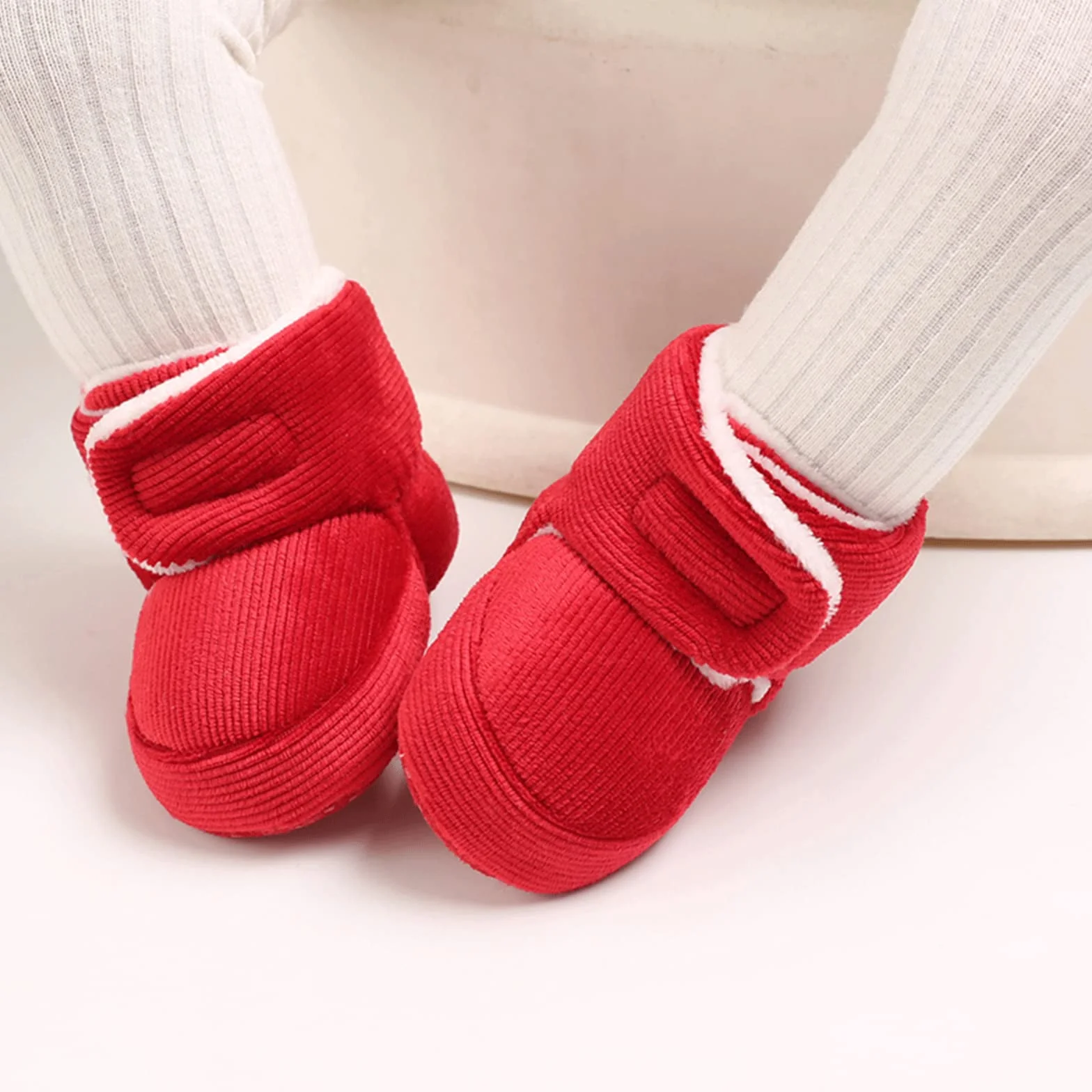 Buty polarowe dla noworodków, zimowe, ciepłe, antypoślizgowe, miękkie podeszwy, buty zimowe, śliczne regulowane buty do raczkowania, buciki dla małych dzieci, dziewcząt, chłopców, rozm. 0-18 miesięcy