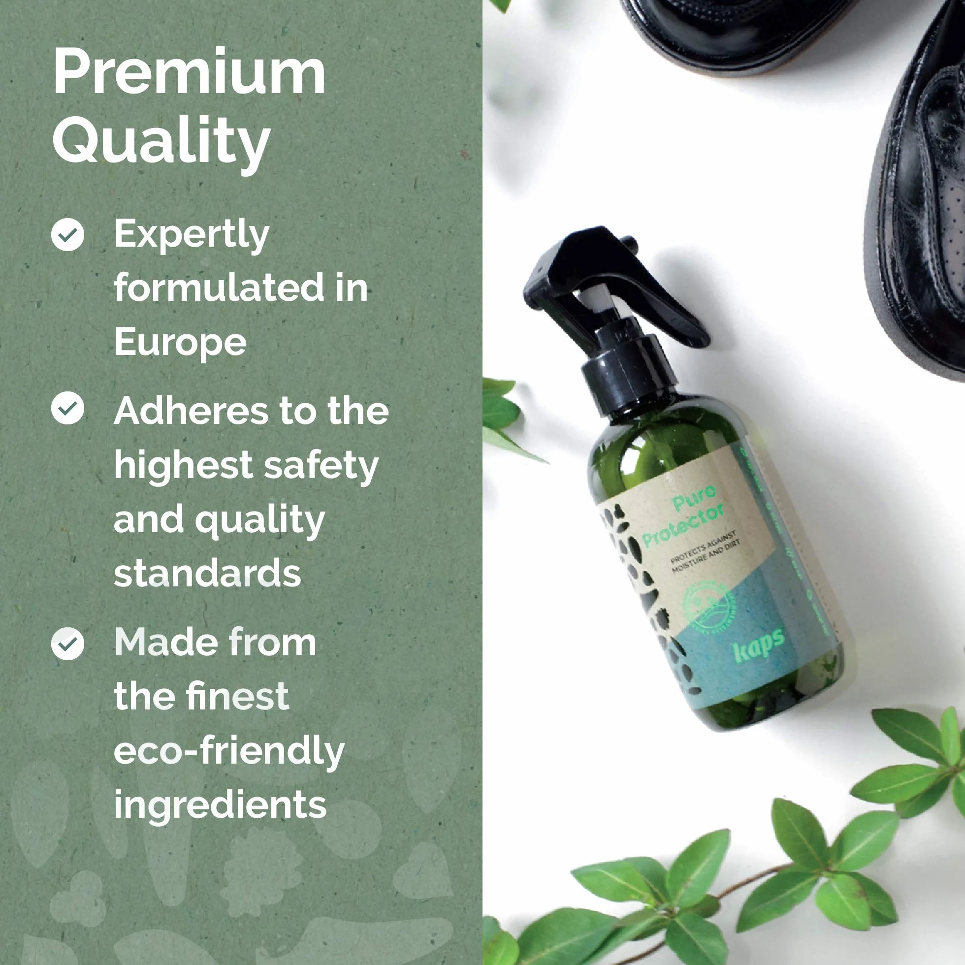 Kaps Środek impregnujący Pure Protector, przyjazny dla środowiska, nie zawiera rozpuszczalników i wodoodporny spray impregnujący, nadaje się do wszystkich butów i tekstyliów, butelka 200 ml,
