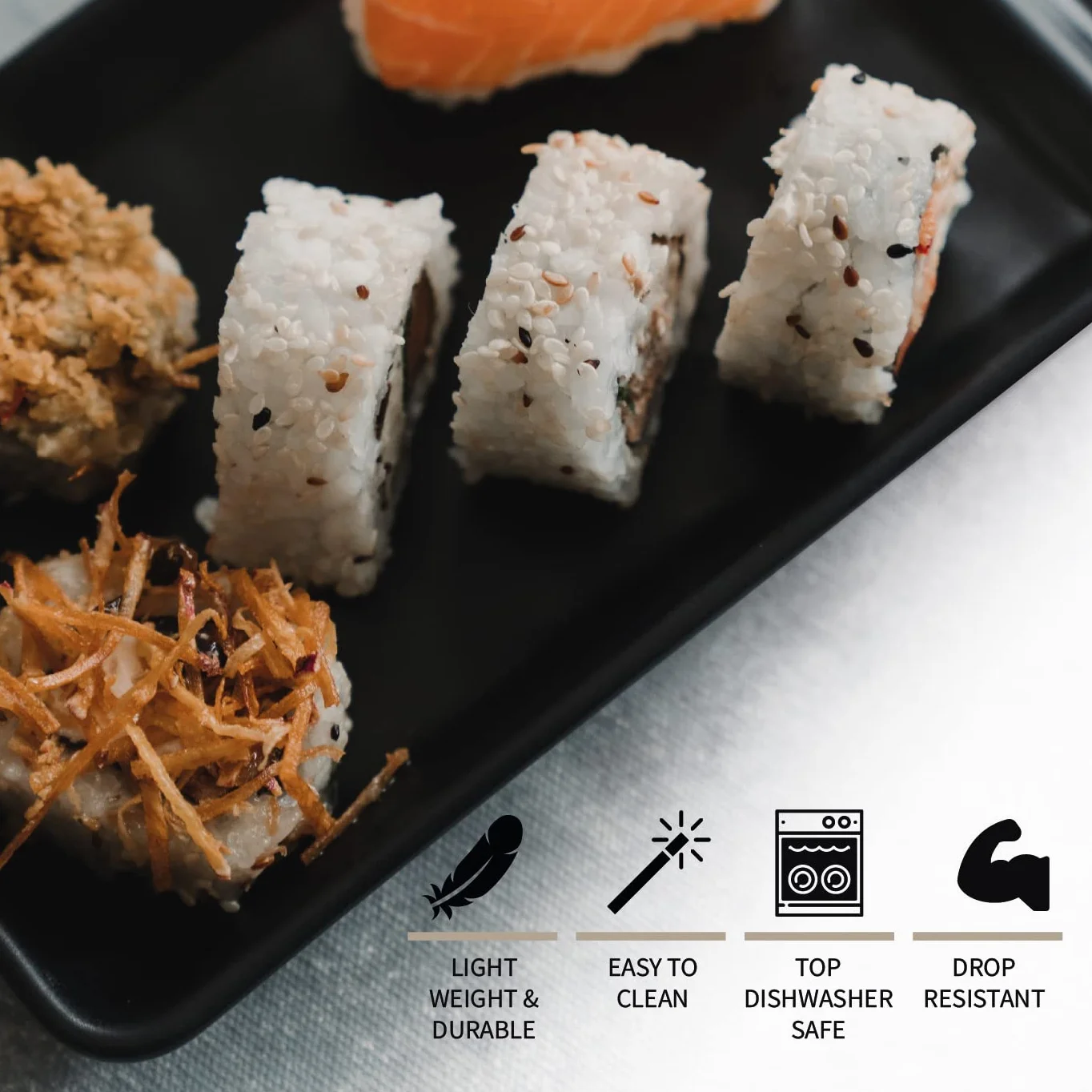 Japoński zestaw talerzy do sushi 16-częściowy, czarny