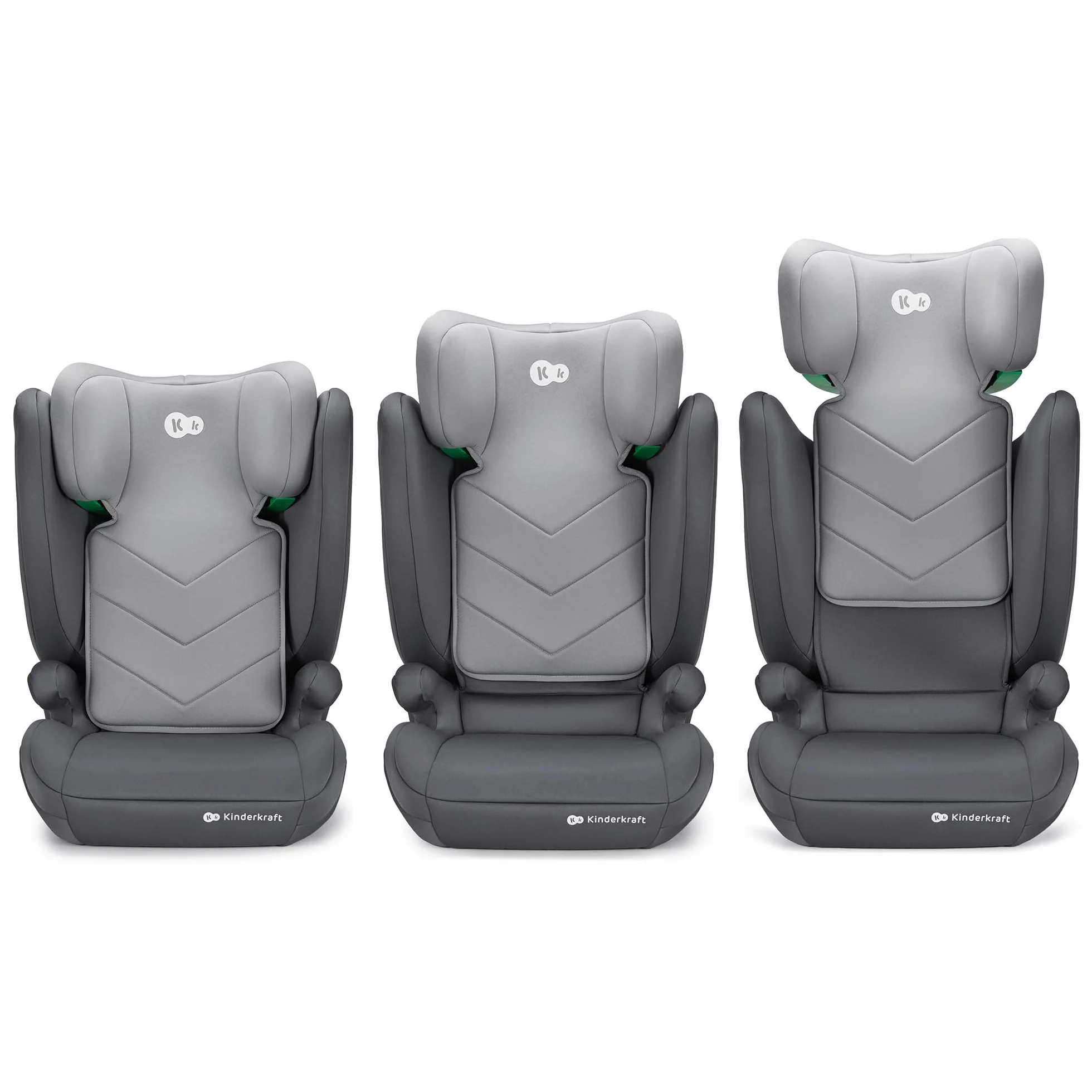 Kinderkraft I-SPARK Fotelik samochodowy i-Size dla dziecka Grupa 2/3 100-150 cm, od 3,5 do 12 lat, 15 do 36 kg, lekki (4,5 kg), 3-punktowy pas bezpieczeństwa, Szary