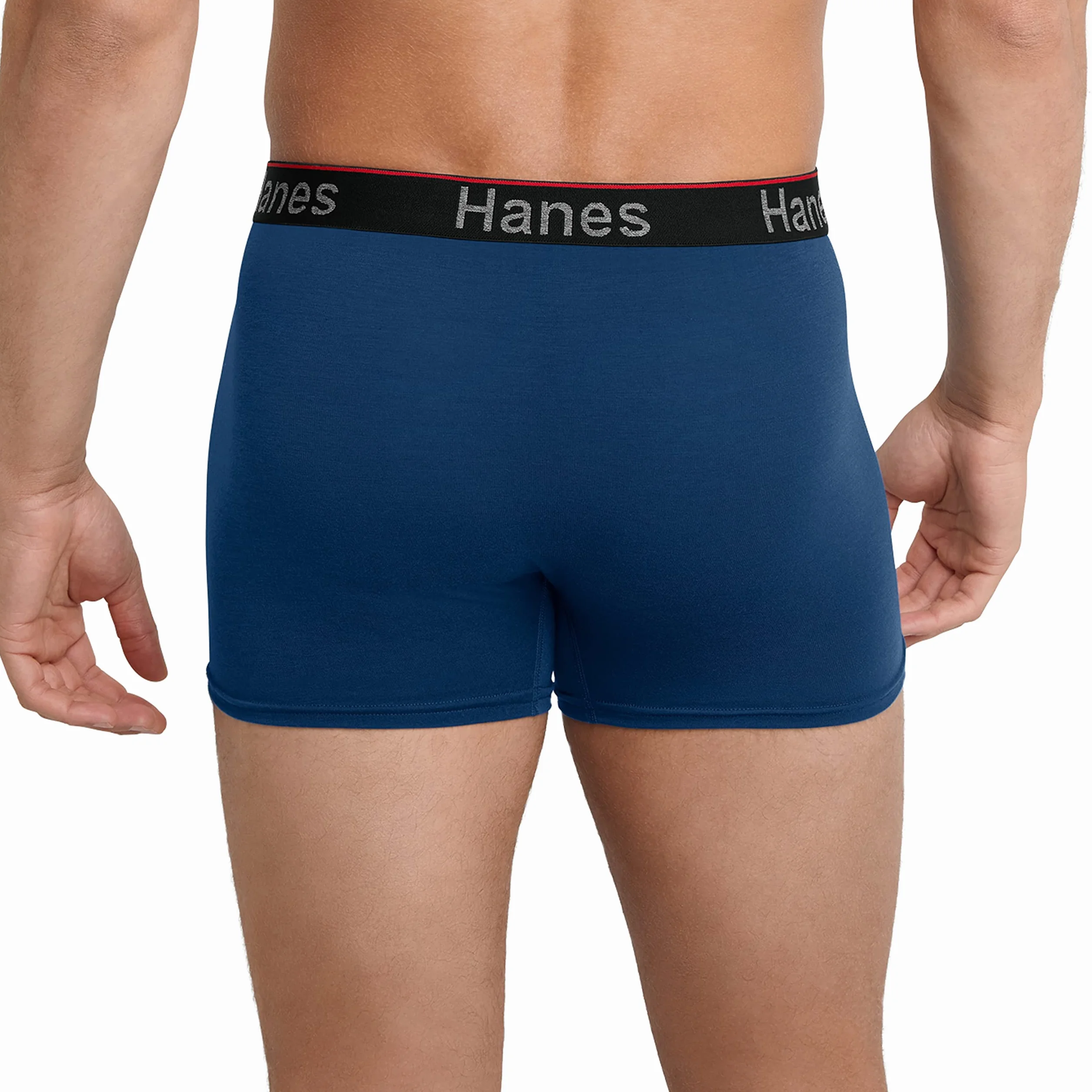 Hanes Men's Moisture-Wicking Anti-Chafing Boxer Briefs, 3-Pack in Black/Blue/Olive, X-Large