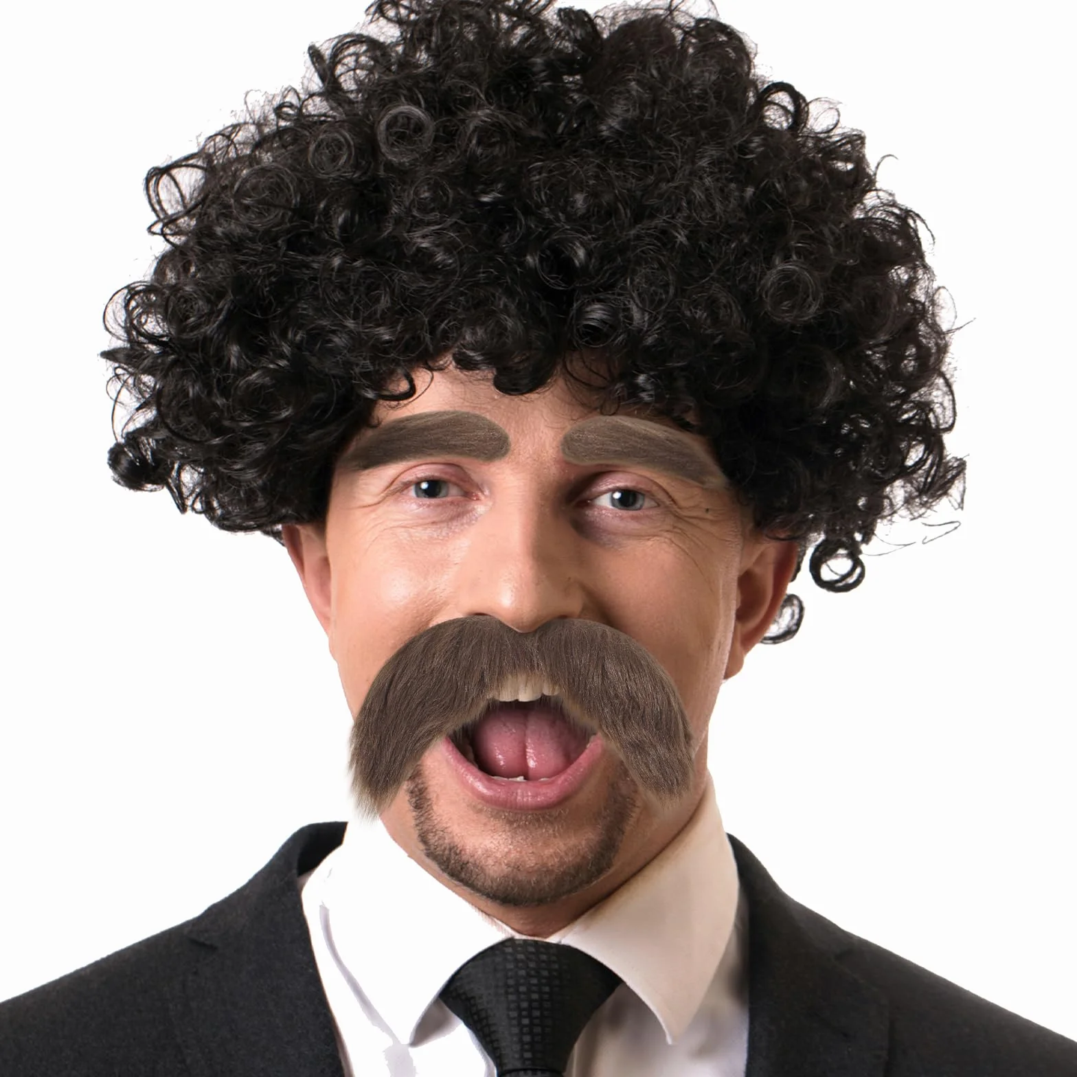Tyqour 6 sztuk wąsów i brwi do przyklejenia, sznaucer samoprzylepny, sztuczne brody, klej DIY, sztuczne wąsy, na Halloween, Boże Narodzenie, karnawał, urodziny i imprezę