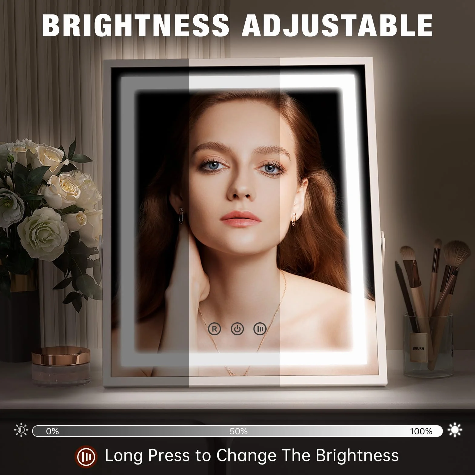 FUNTOUCH lusterko kosmetyczne ze światłami 3 tryby kolorów sterowanie dotykowe 360°