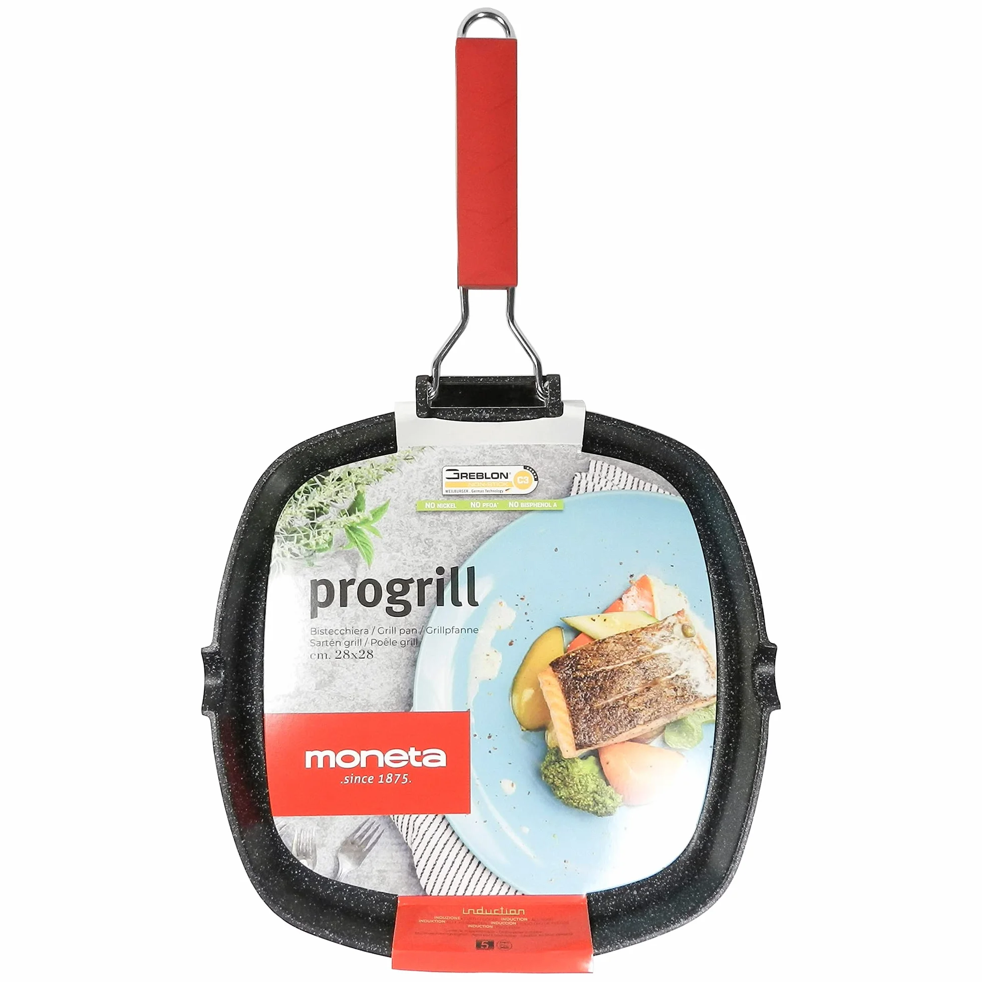 Moneta Patelnia Grillowa Aluminiowa 24 cm Czarna