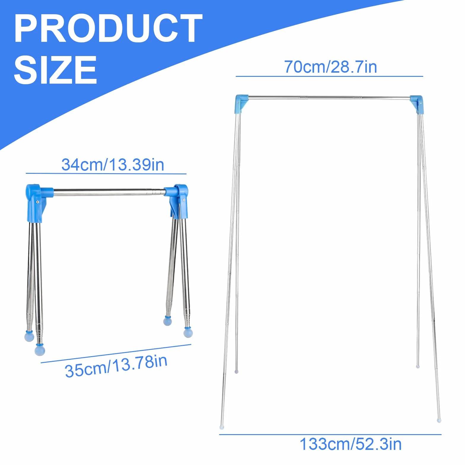 XTDMJ Przenośny stojak do suszenia ubrań, składany, 33-71 cm, przenośny, podróżny, składany wieszak na ubrania, do domu, na pranie, kemping, podróż, na zewnątrz