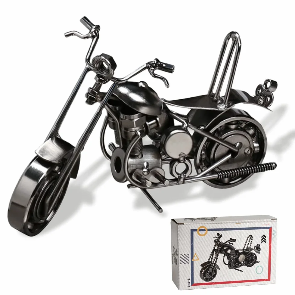Dekoracyjny Motocykl Vintage Żelazna Rzeźba Metalowa Dekoracja Model Kolekcjonerski Prezent
