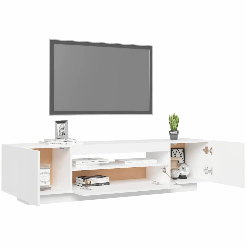 Szafka pod telewizor z oświetleniem LED, biała, 160 x 35 x 40 cm