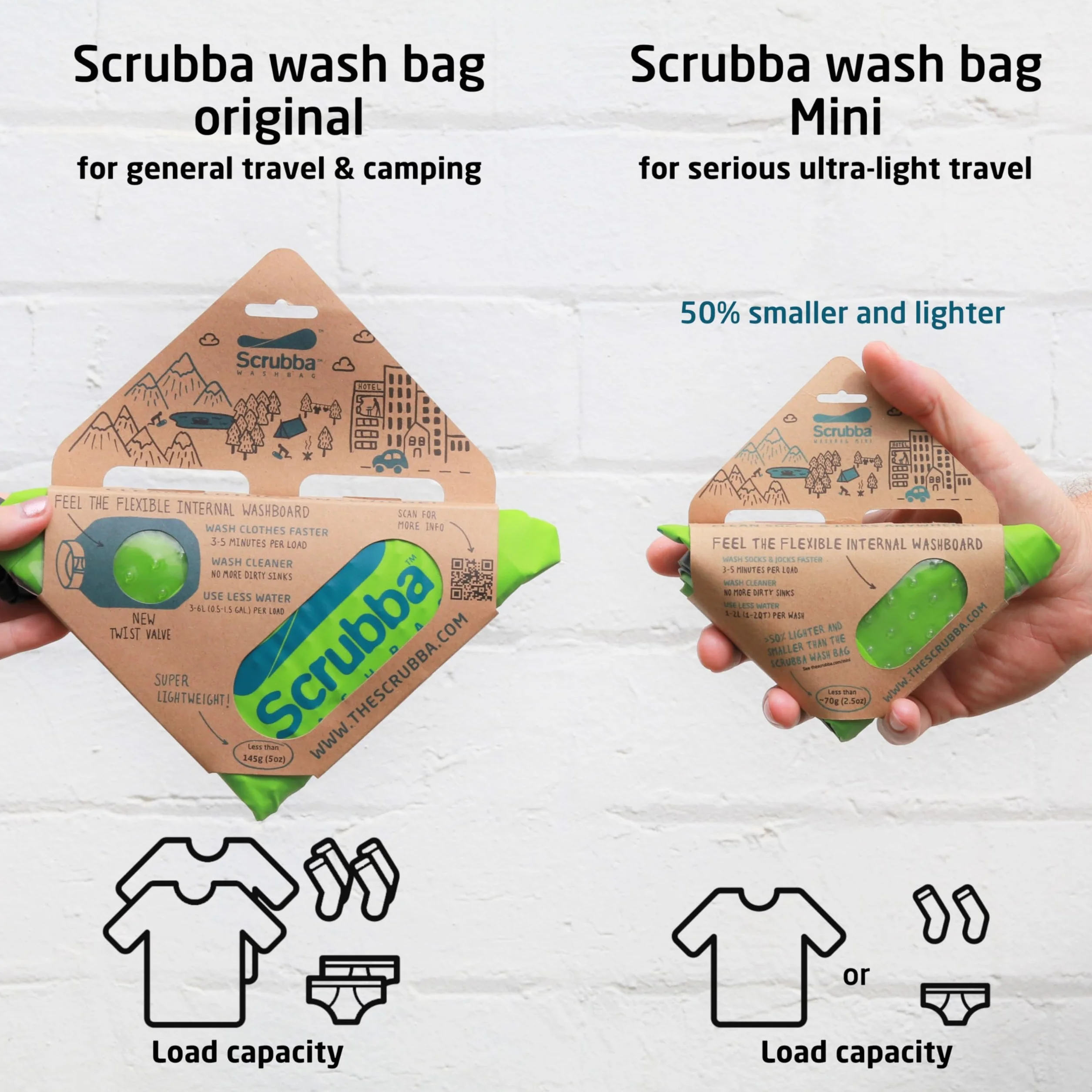 Scrubba Mini torba do prania, ultrakompaktowa, przenośna, zielona, mała