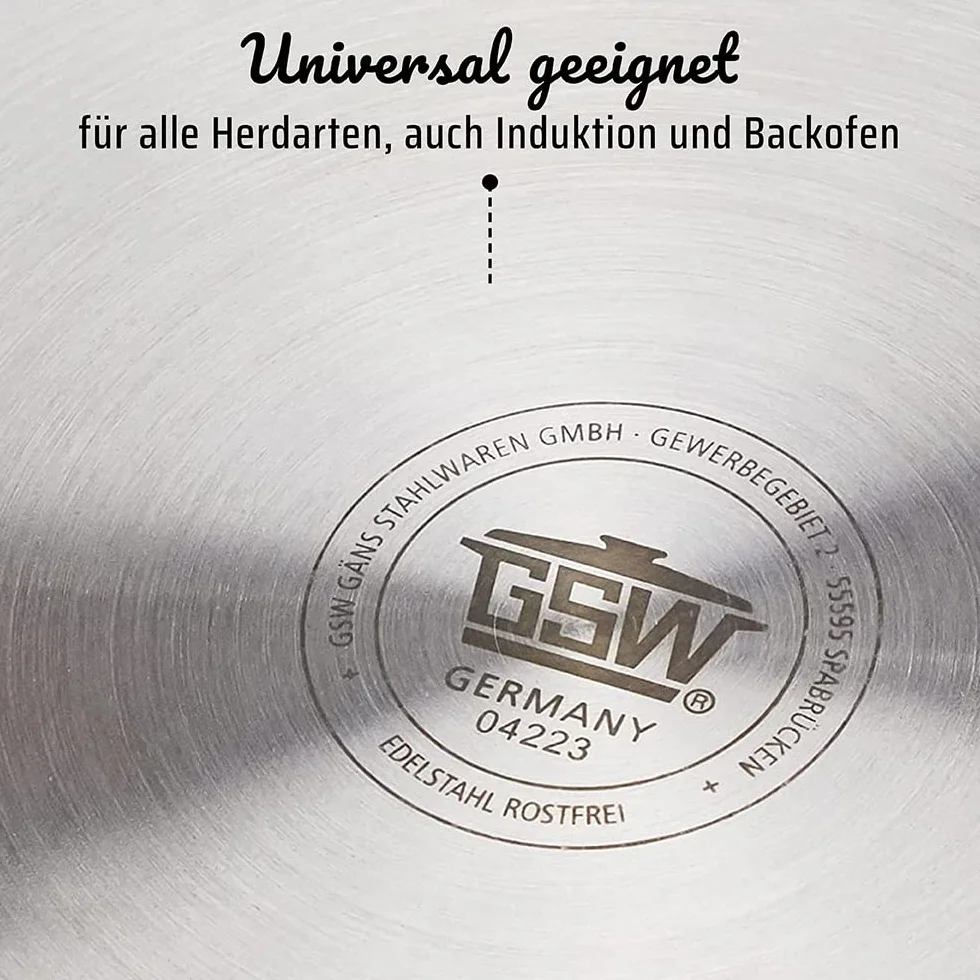 GSW 990189 Montreal garnek do warzyw ze szklaną pokrywką 20 cm/ok. 5,0 l, stal nierdzewna, srebrny, 20 cm