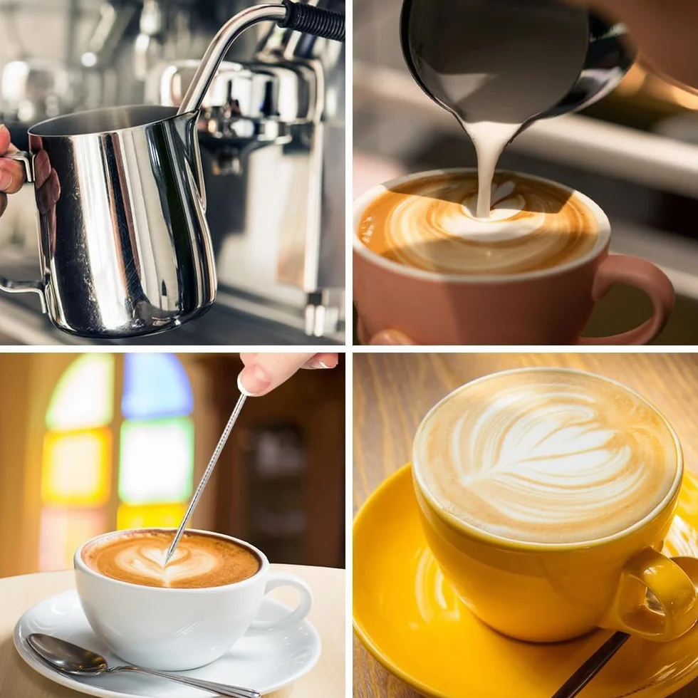 Dzbanek do spieniania mleka ze stali nierdzewnej 304, 350 ml, Latte Art, do cappuccino i espresso