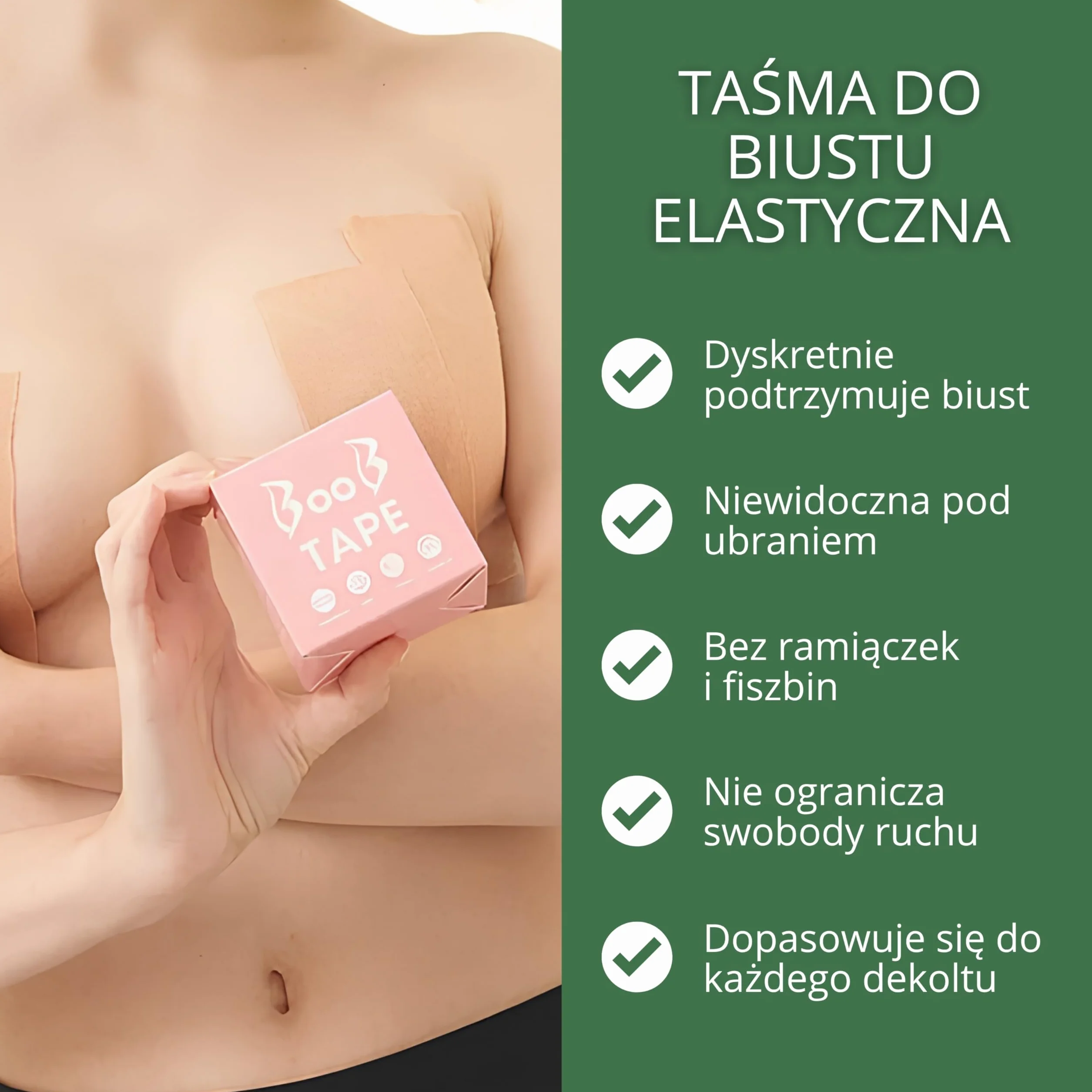 YEYE Made in Nature Taśma do Biustu Boob Tape 5m - Taśma liftingująca do biustu, samoprzylepna i oddychająca tape do piersi i dekoltu, podtrzymanie biustu bez stanika