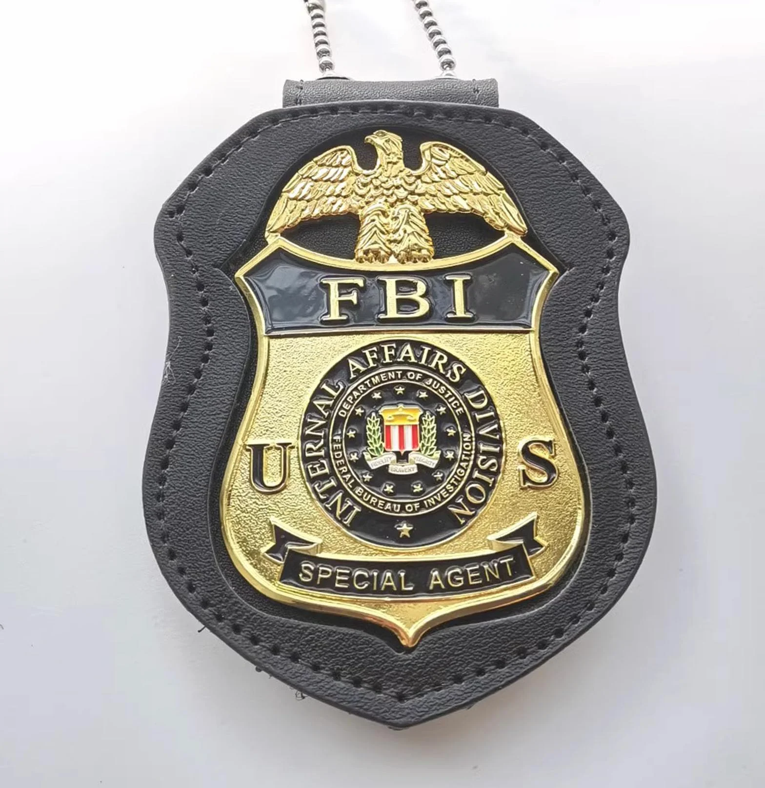 DOGOZ US FBI Internal Affairs Division odznaka agenta specjalnego z inkrustowanym skórzanym etui, rekwizyt do dekoracji kostiumu