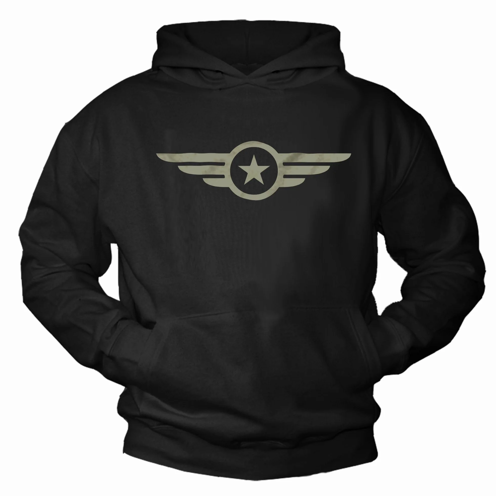 MAKAYA bluza z kapturem męska Air Force z gwiazdą USA army styl militarny vintage bawełniany hoodie