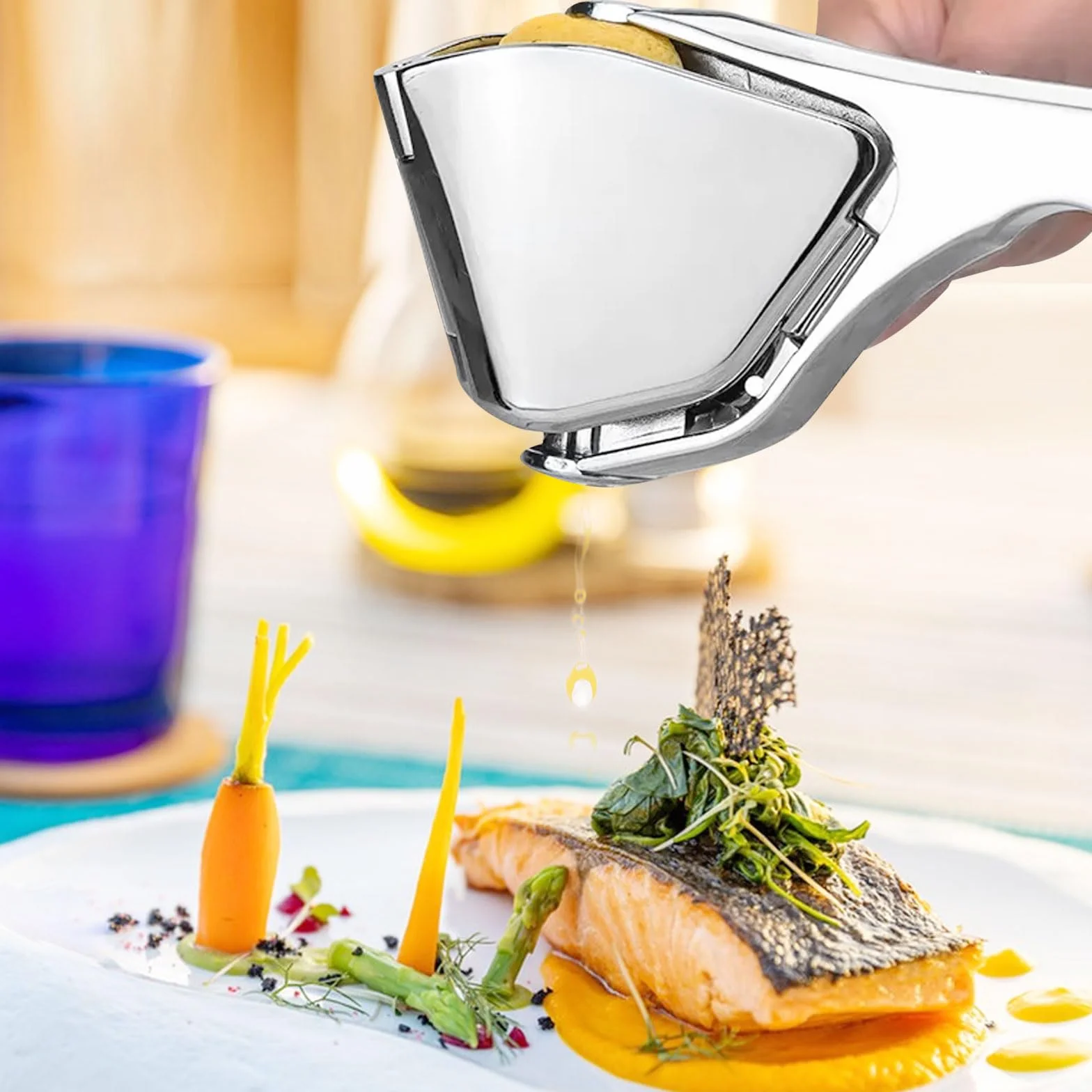 Ręczna Wyciskarka do Cytrusów Premium ze Stali Nierdzewnej, do Cytryn, Limonki i Pomarańczy, Solidna Prasa do Soków, Można Myć w Zmywarce, Ulepszony Model 2025