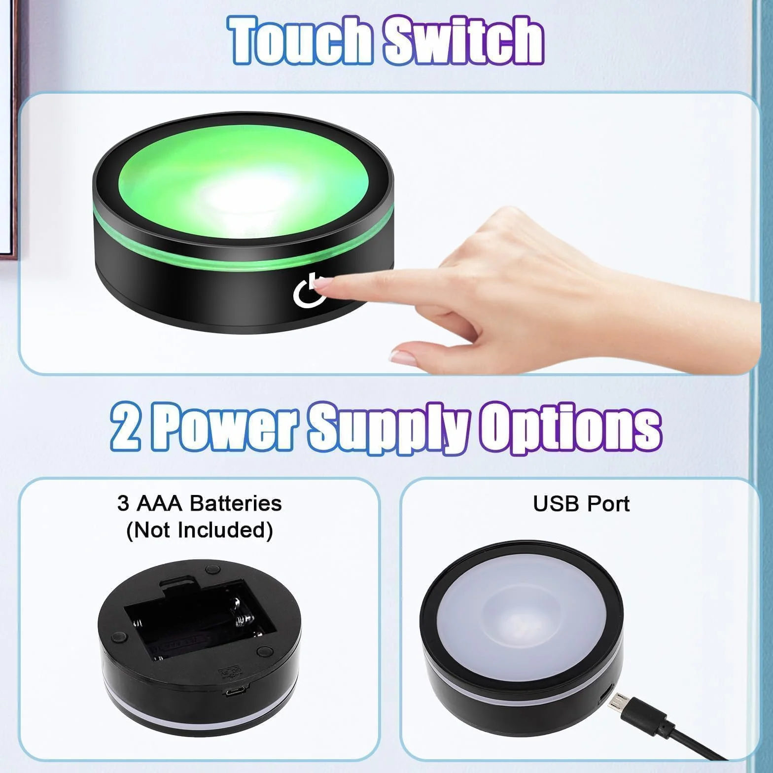 EEEKit Podstawka LED, Zestaw 2 Kolorowych Lamp, Stojak na Kryształy z Zmianą Kolorów do Szklanej 3D Sztuki
