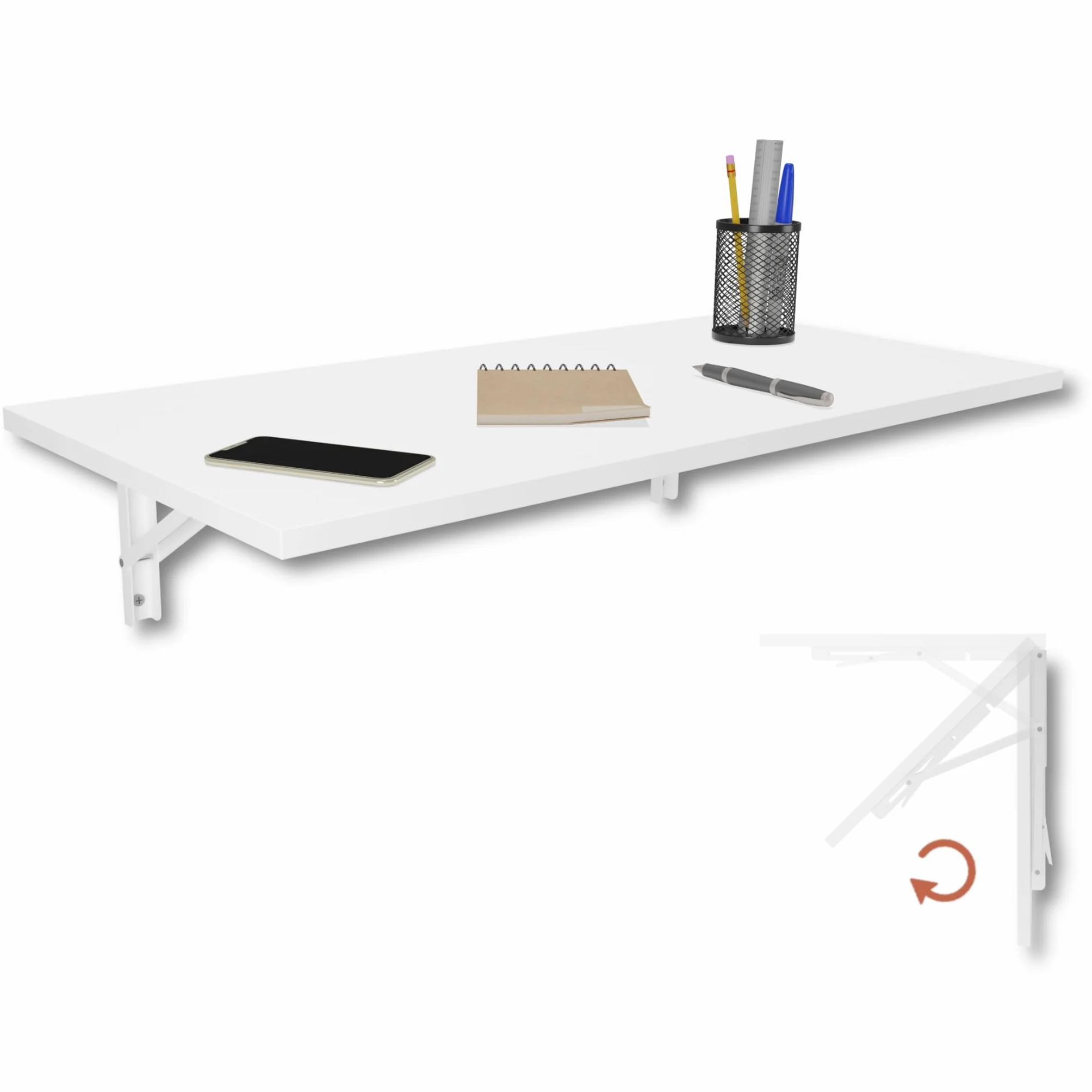 Składany stół ścienny 80 x 40 cm biały do jadalni i kuchni