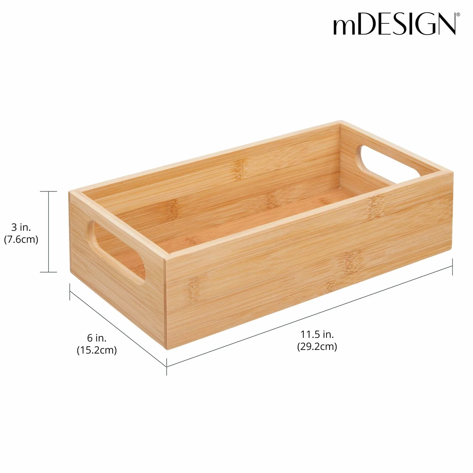 mDesign Zestaw 2 drewnianych pudełek do przechowywania z uchwytami – bambusowa półka łazienkowa