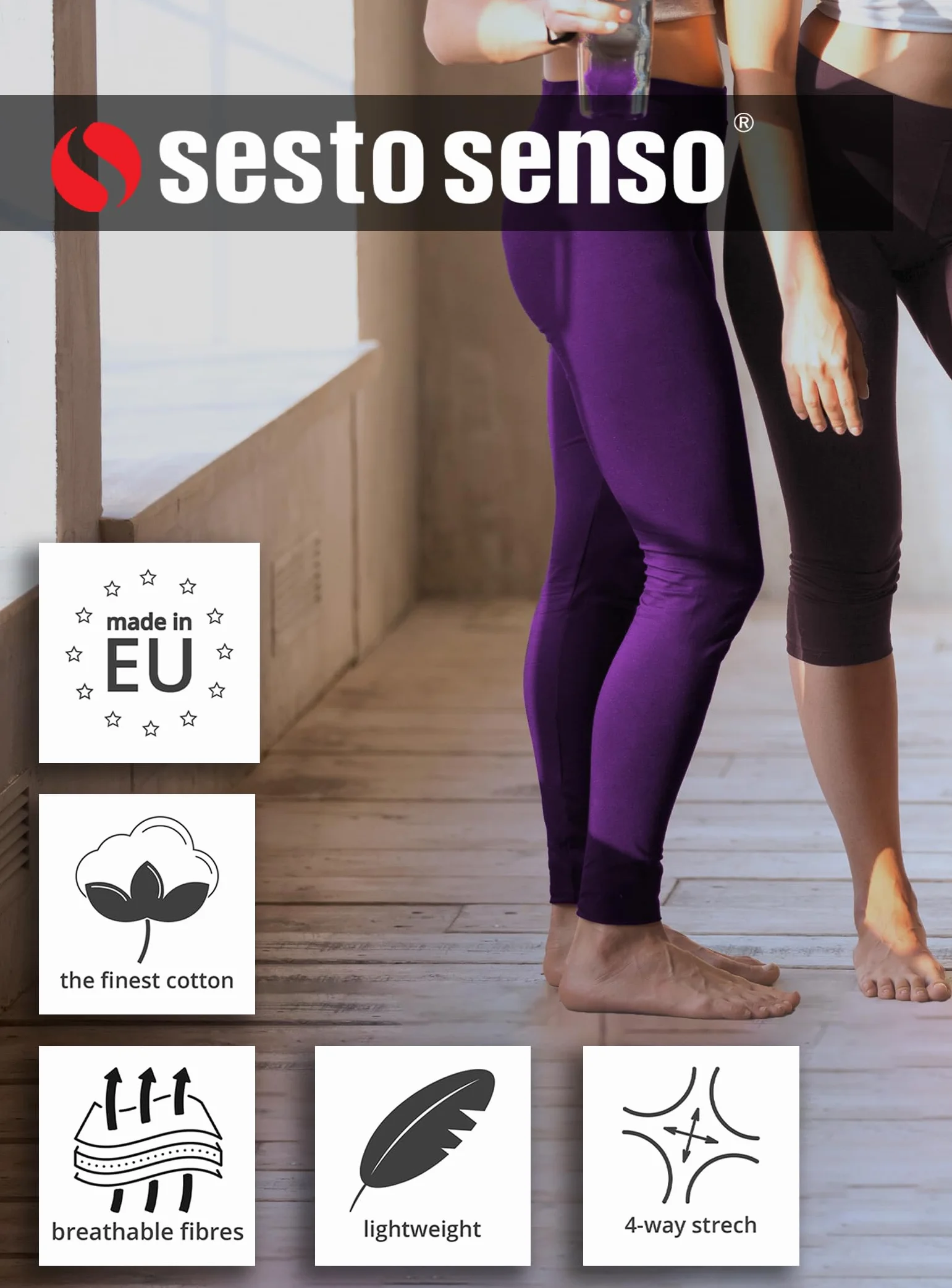 sesto senso Damskie legginsy 3/4 Capri bawełna dziewczęce spodnie fitness spodnie sportowe kolorowe joga