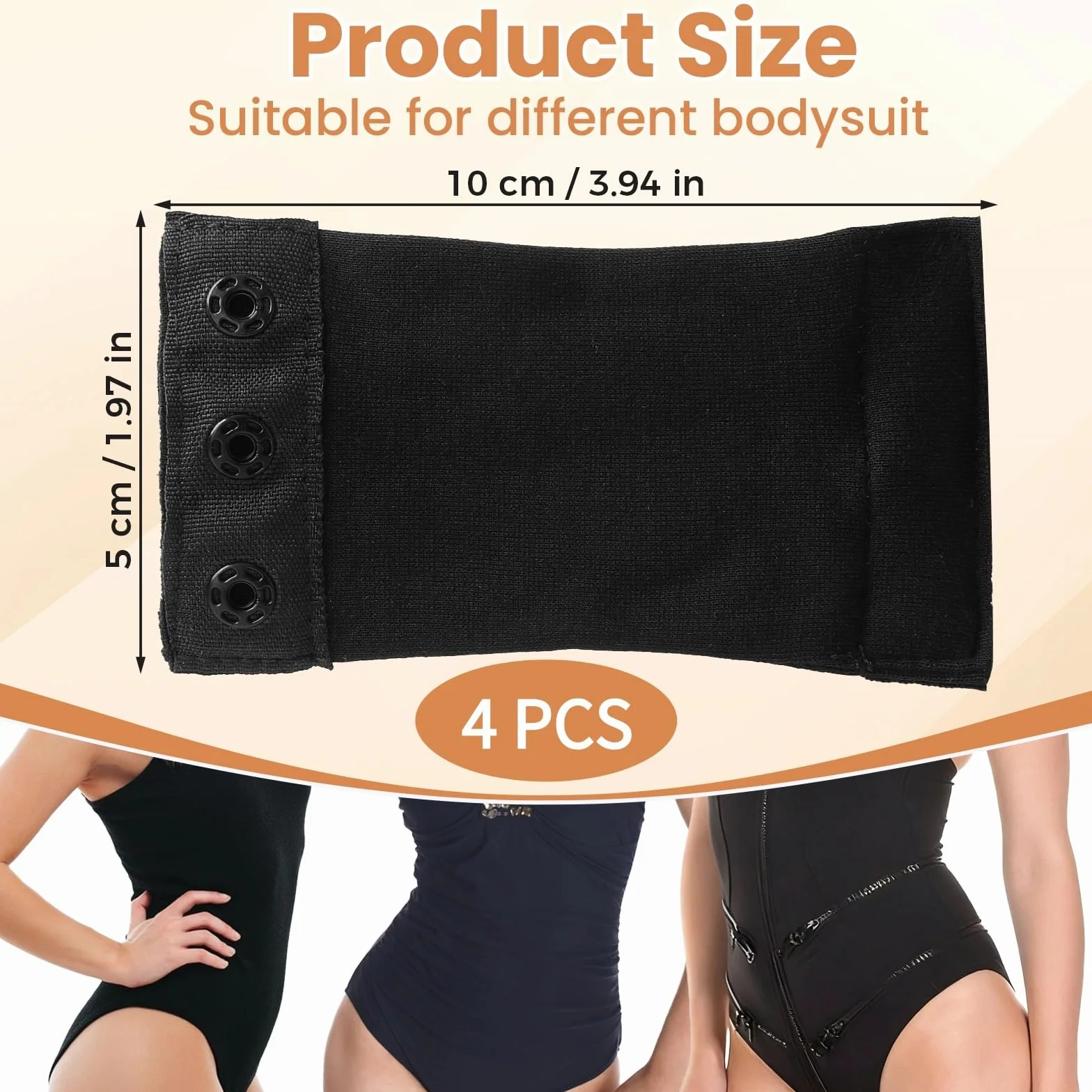 4szt. Przedłużacz do body damskiego z 3 plastikowymi zatrzaskami, regulowany, do body redukcyjnych kobiet i modelujących sylwetki, kompatybilny z shapewear, czarne body i body damskie z długim