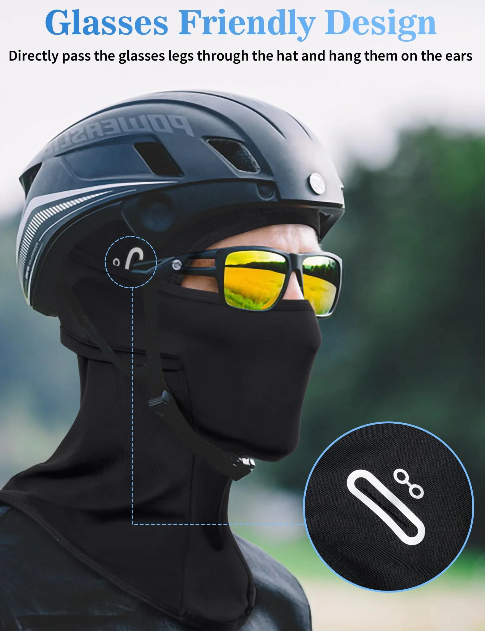 Becellen Kominiarka motocyklowa, czarna letnia podkładka pod kask, oddychająca, elastyczna czapka kolarska unisex wiatroszczelna kominiarka dla mężczyzn kobiet sporty na świeżym powietrzu, czarne,