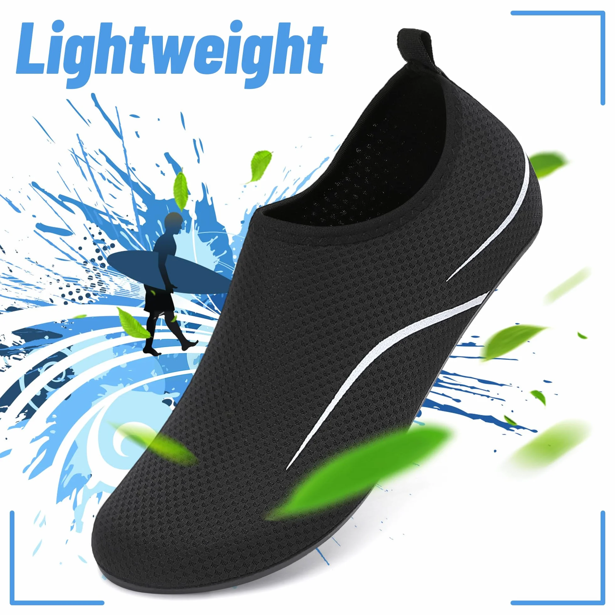 Buty do Wody Water Shoes Lekkie Buty do SportóW Wodnych Buty do PłYwania Buty PlażOwe Buty do Jogi Buty do Surfowania dla Kobiet I MężCzyzn. Czarny, 42EU