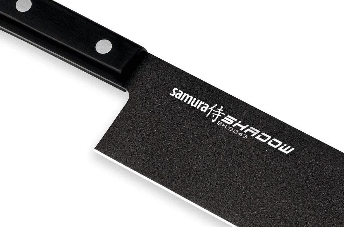 SAMURA Nóż Nakiri stal 17 cm AUS-8 hartowany 58-59 HRC czarna powłoka