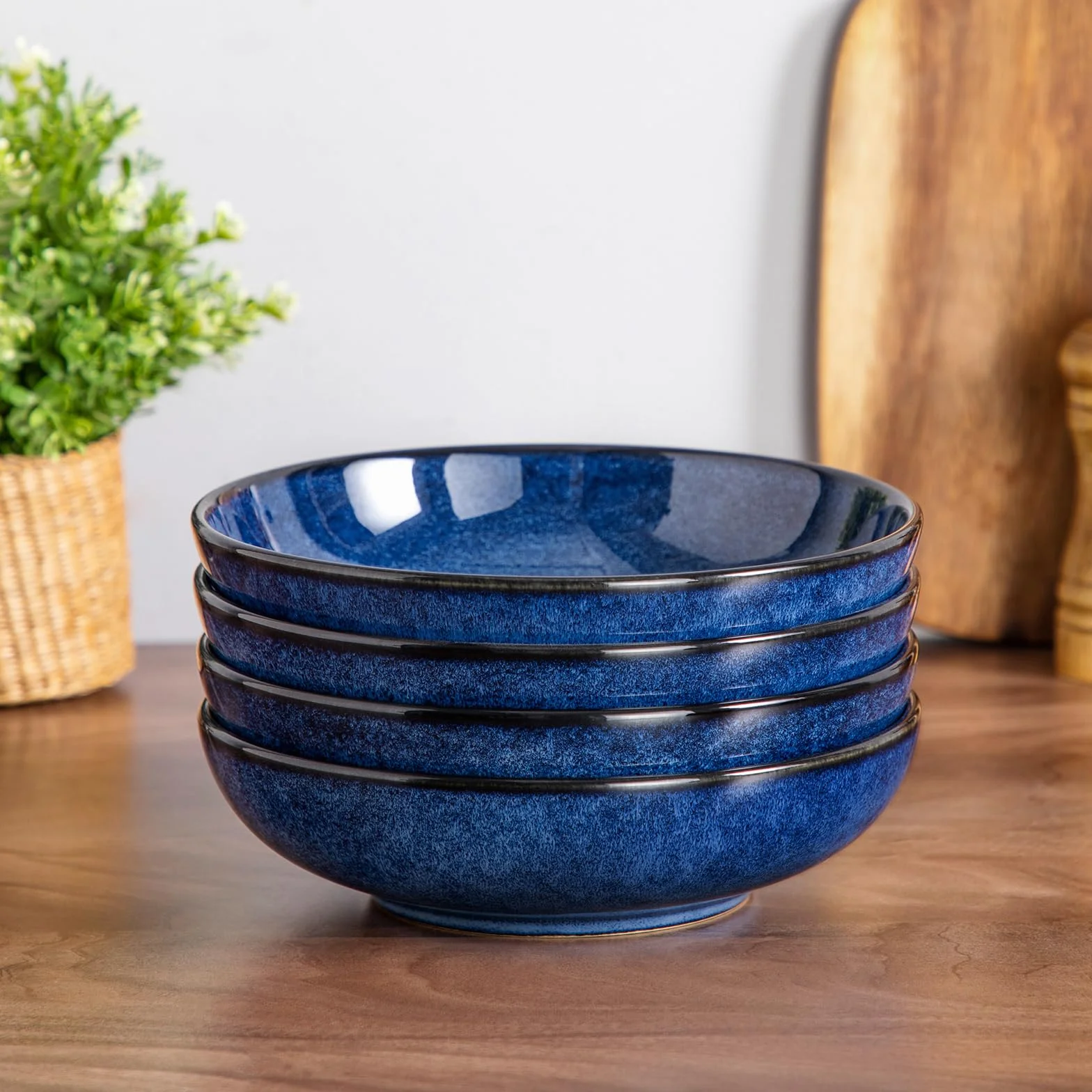 vancasso Stern Ceramiczna miska do makaronu, zestaw 4 sztuk, duże miski do sałatek do serwowania, bezpieczne w kuchence mikrofalowej, do kuchni, zestaw 4 misek z kamionki