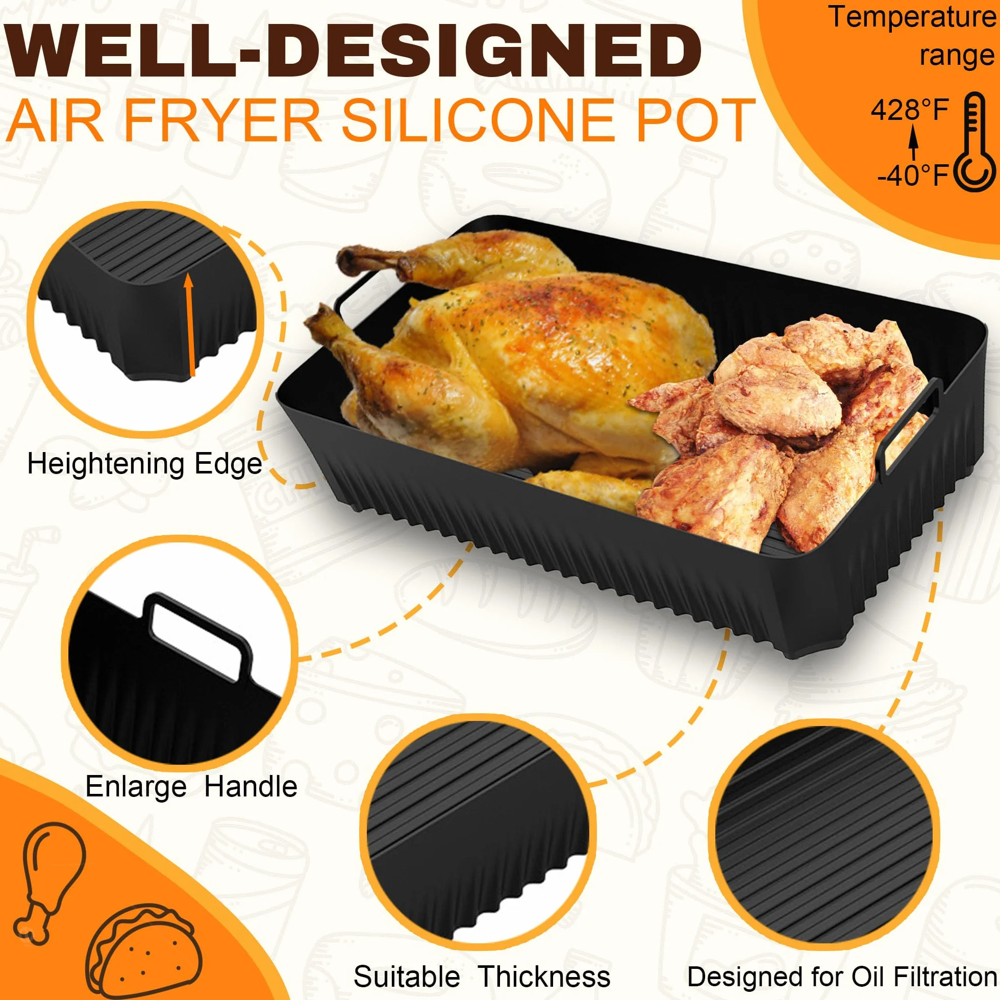 Silikonowa forma Air Fryer do Cosori Air Fryer 10 l Twinfry, 3 szt. Akcesoria do formy Air Fryer Air Fryer do Airfryer Cosori 10L