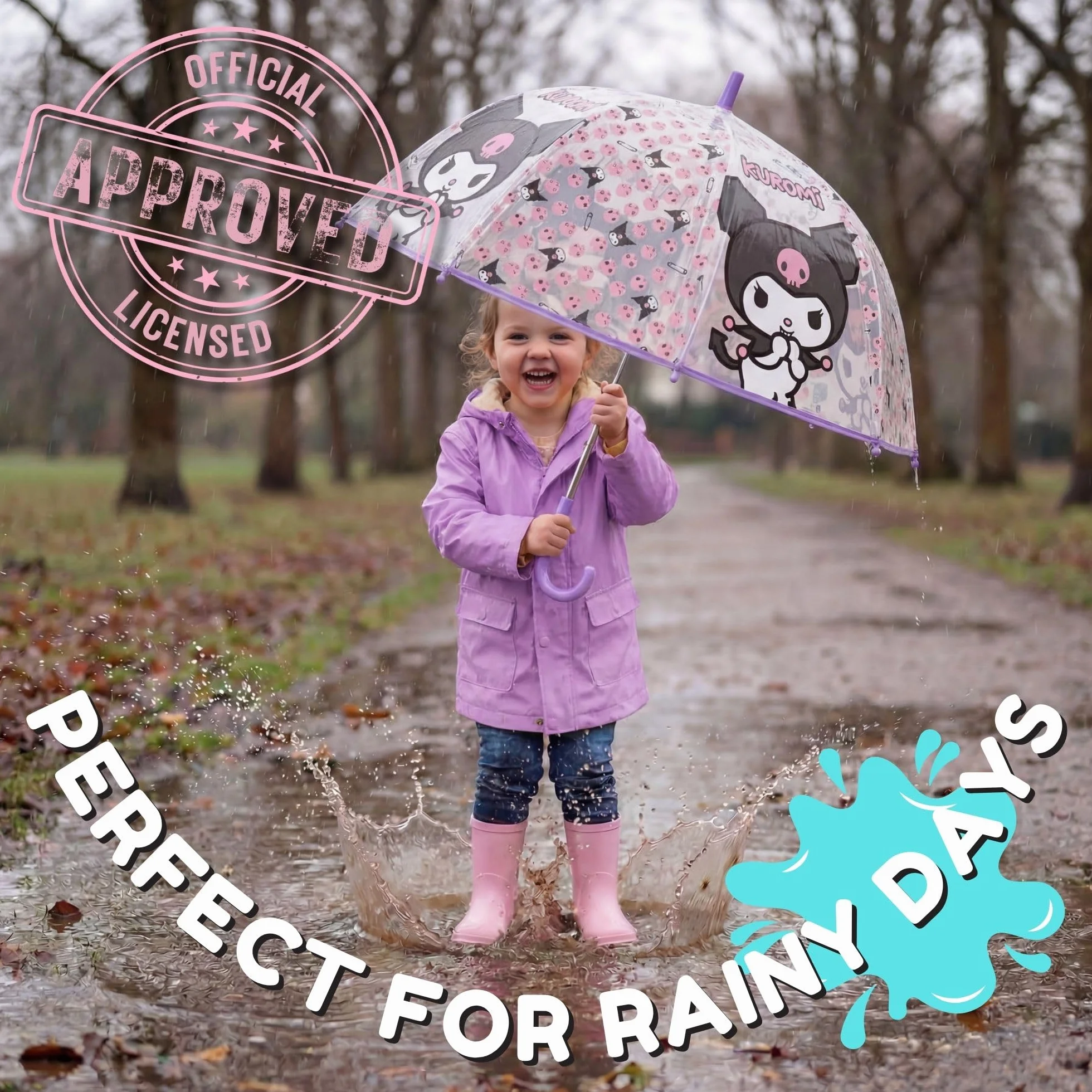 Kids Licensing parasol na deszcz, przezroczysty, 46 cm, dzwon, Kuromi