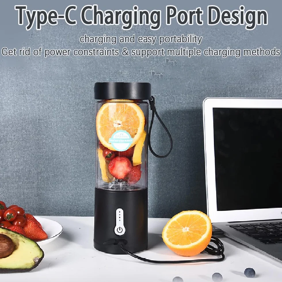 Przenośny blender do smoothie USB-C 6 ostrzy stal nierdzewna mini sokowirówka bez BPA