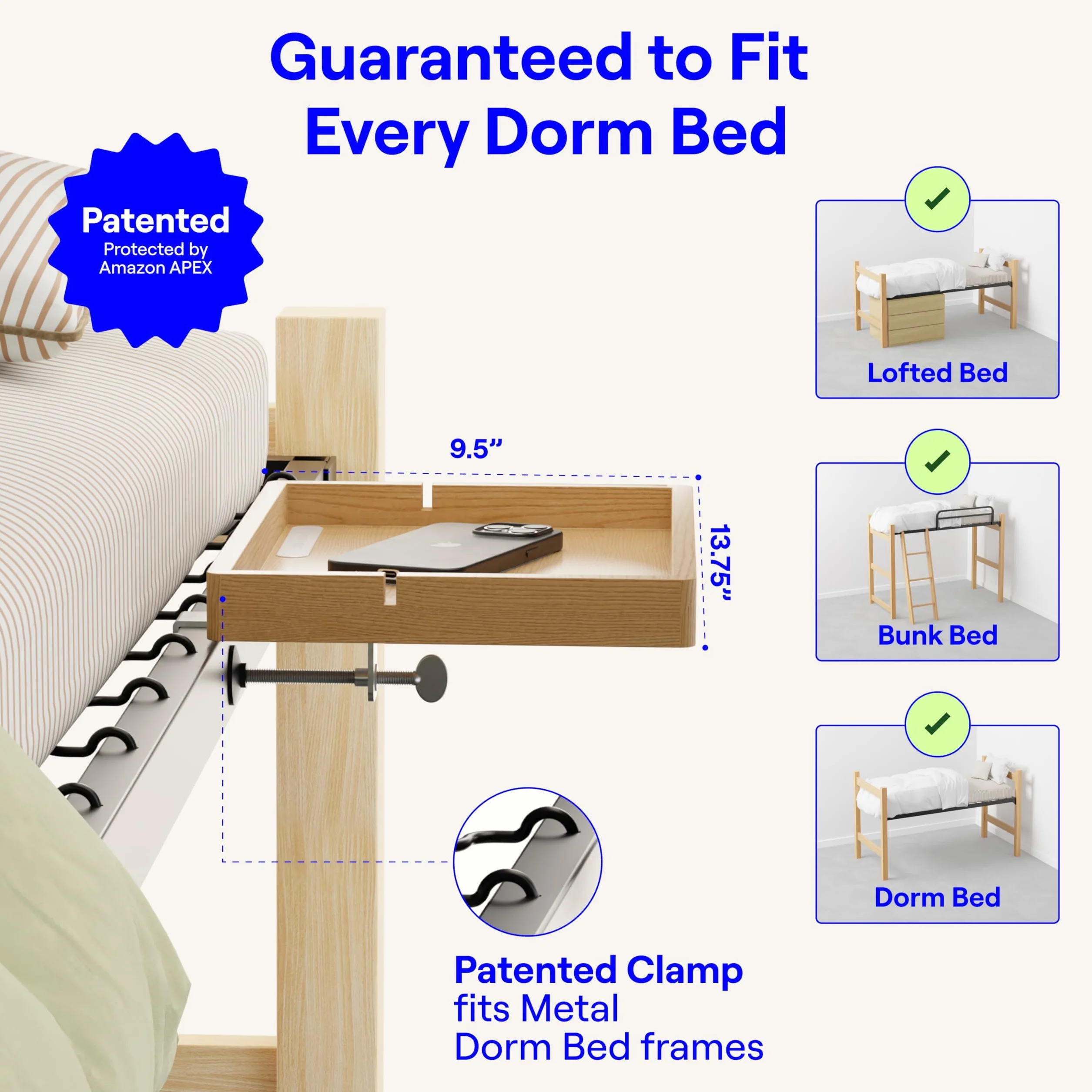 Regał nocny BedShelfie Smallish Flexfit na łóżko piętrowe i górne