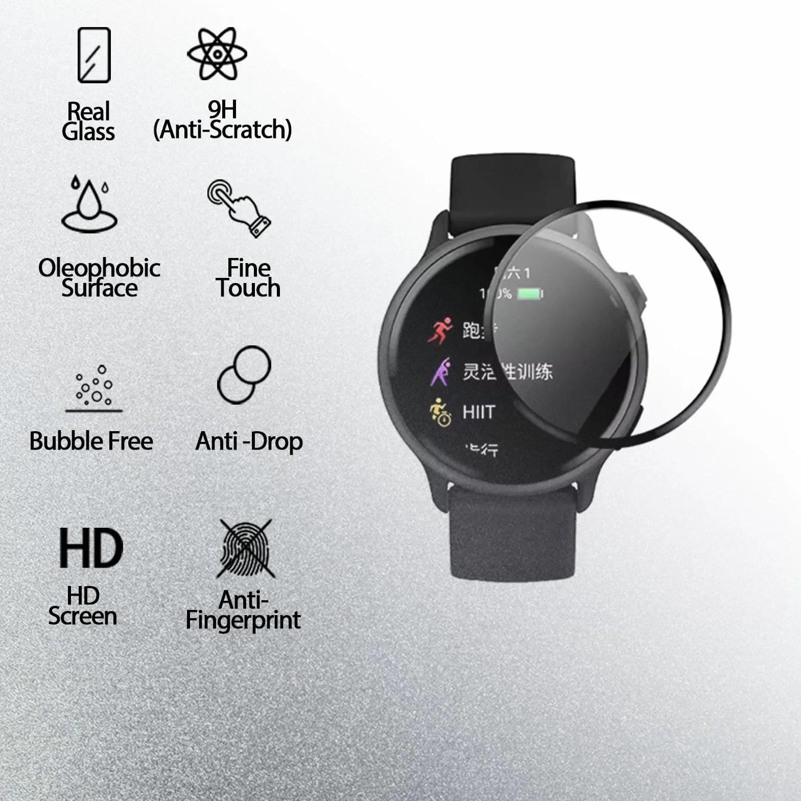 Folia ochronna do Garmin Vivoactive 5, szkło ochronne, szkło na telefon komórkowy, twardość 9H, odporna na zarysowania do Garmin Vivoactive 5, folia ochronna na ekran, 3 sztuki