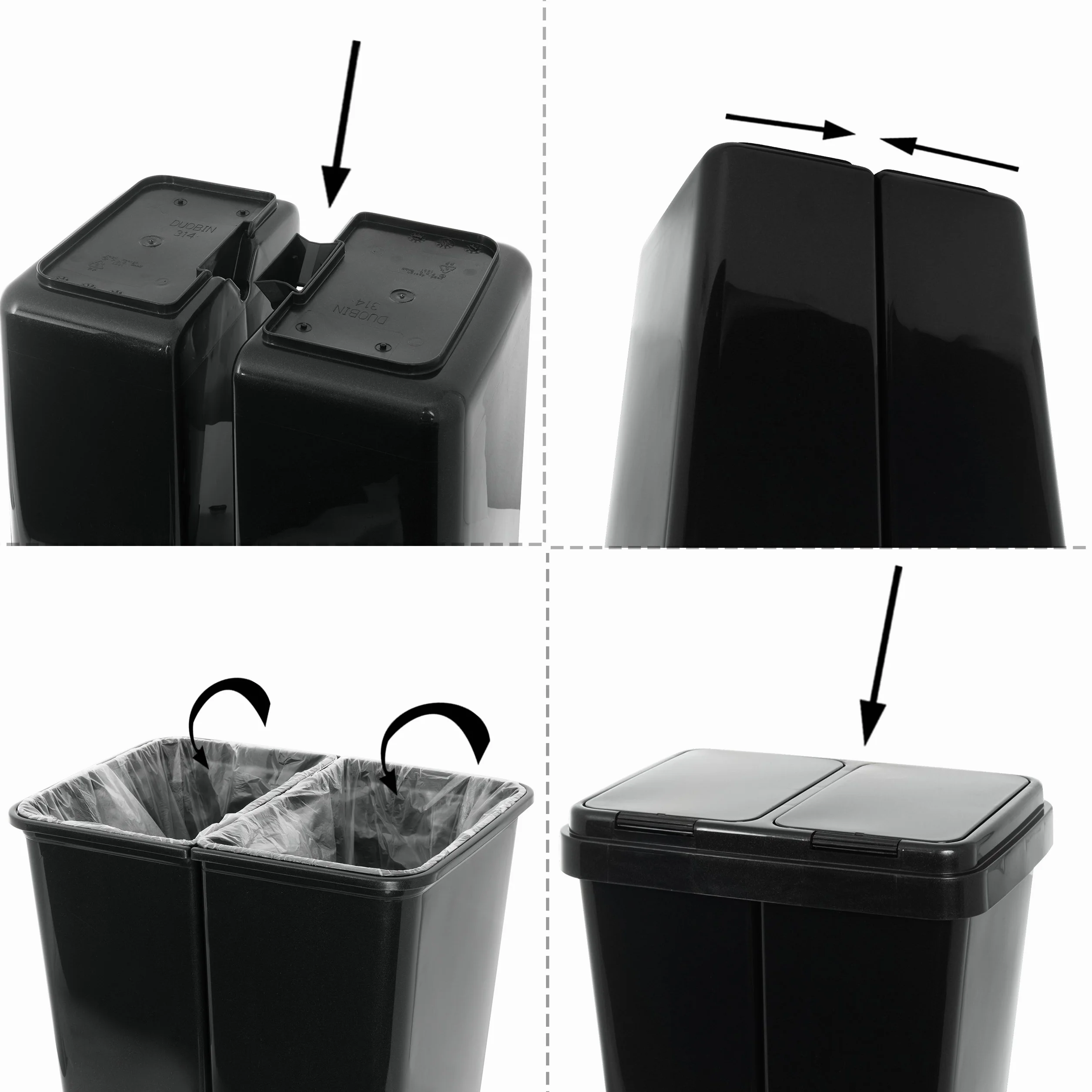 Grizzly Podwójny kosz na śmieci do recyklingu 2x25 litrów antracyt