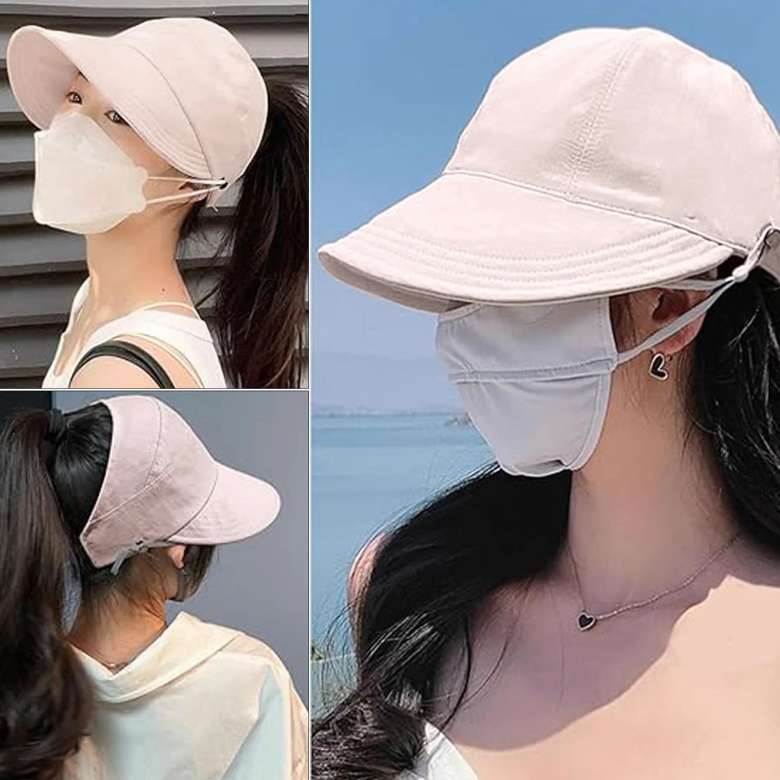 Damski kapelusz przeciwsłoneczny ochrona UV 50, outdoorowa ochrona przed promieniowaniem UV Hollow Top Sun Hat, damska czapka bejsbolowa z otworem na kucyk, składana, odpowiednia do aktywności