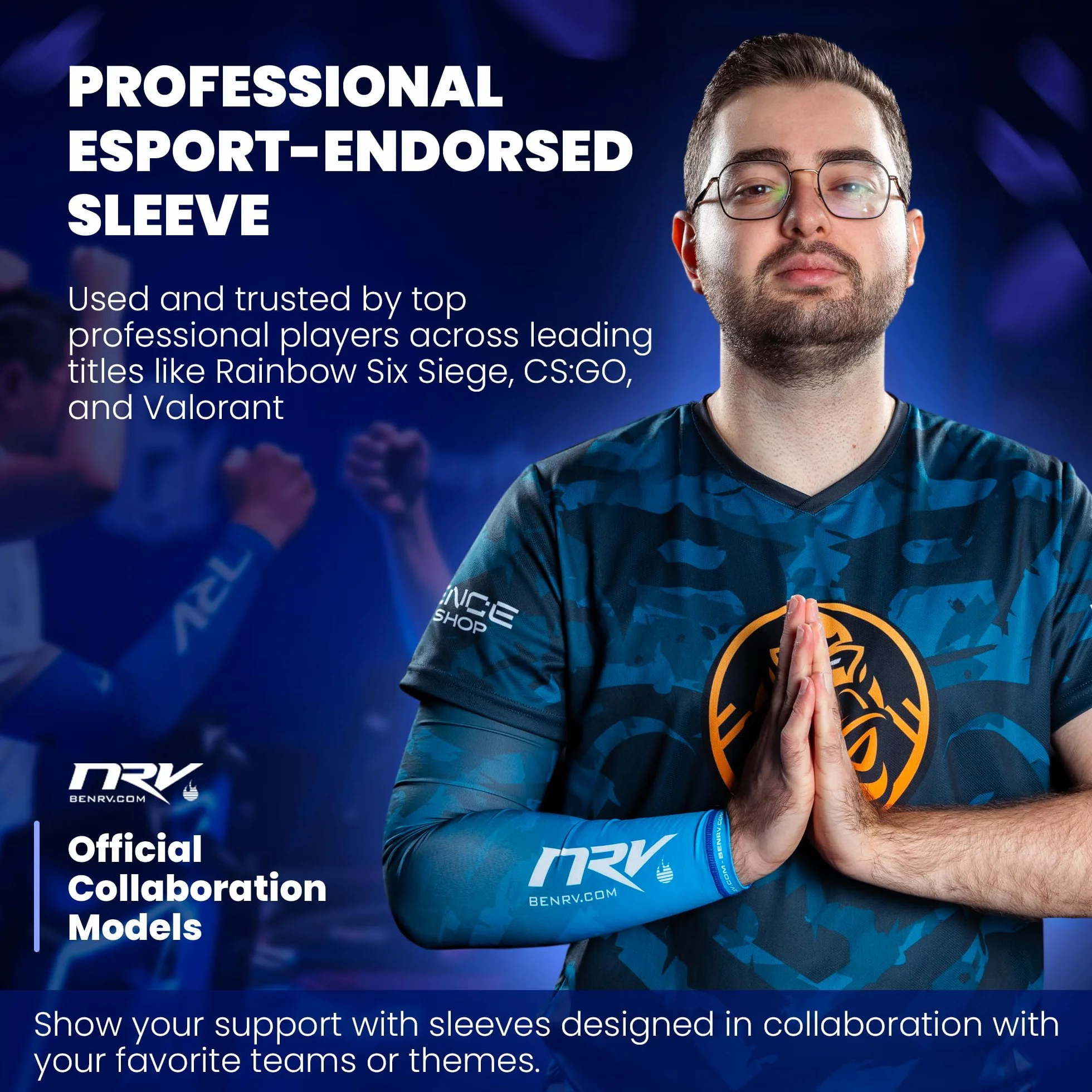 NRV Mankiet kompresyjny do gier e-sportowych (Edycja Camo) - zoptymalizuj swoją grę e-sportową w stylu kamuflażowym - profesjonalnie zaprojektowana - trwała, oddychająca i wolna od tarcia