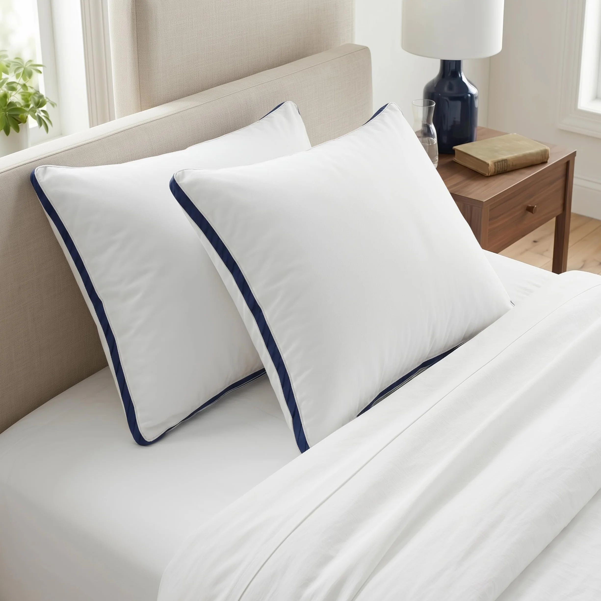 Utopia Bedding Poduszki Do Spania 2 Pack 80 x 80 cm Granatowa