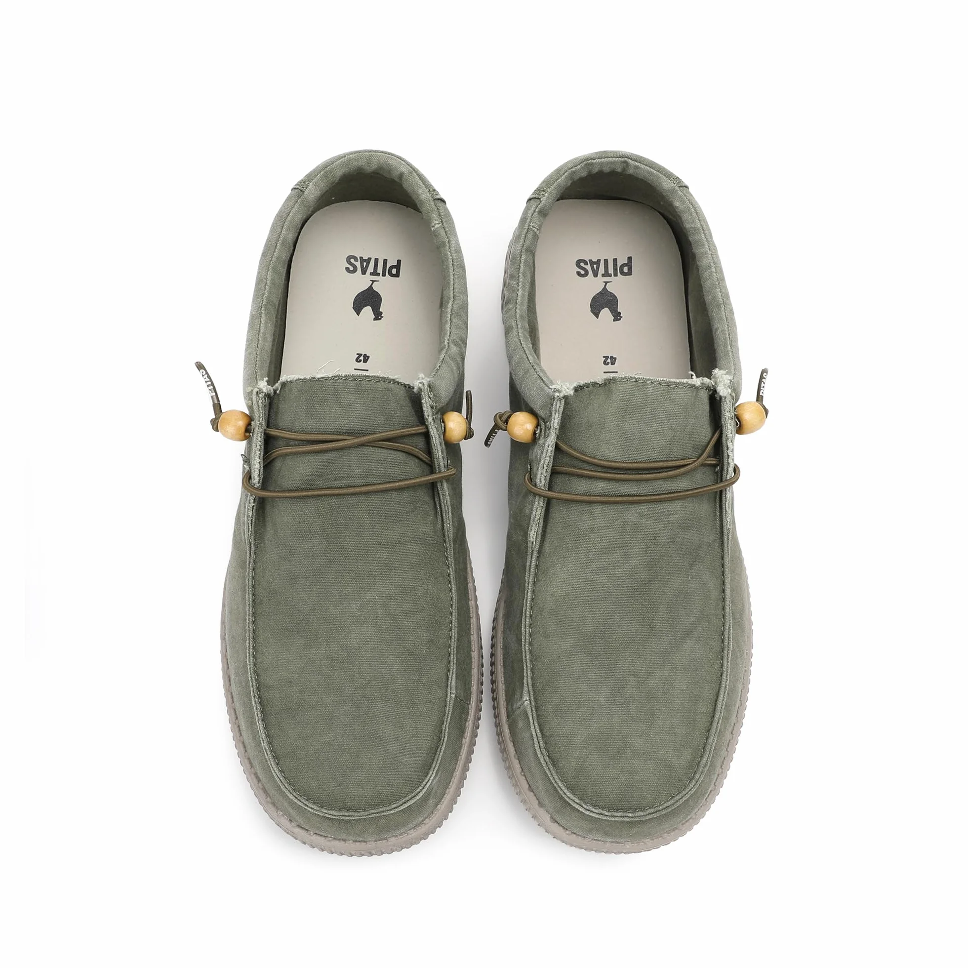 WALK IN PITAS | WP150 WALLABI Washed | Mokasyny męskie | Casual buty do łodzi | Letnie kapcie | Męskie buty na co dzień | Męskie buty Pitas, Khaki, 42 EU
