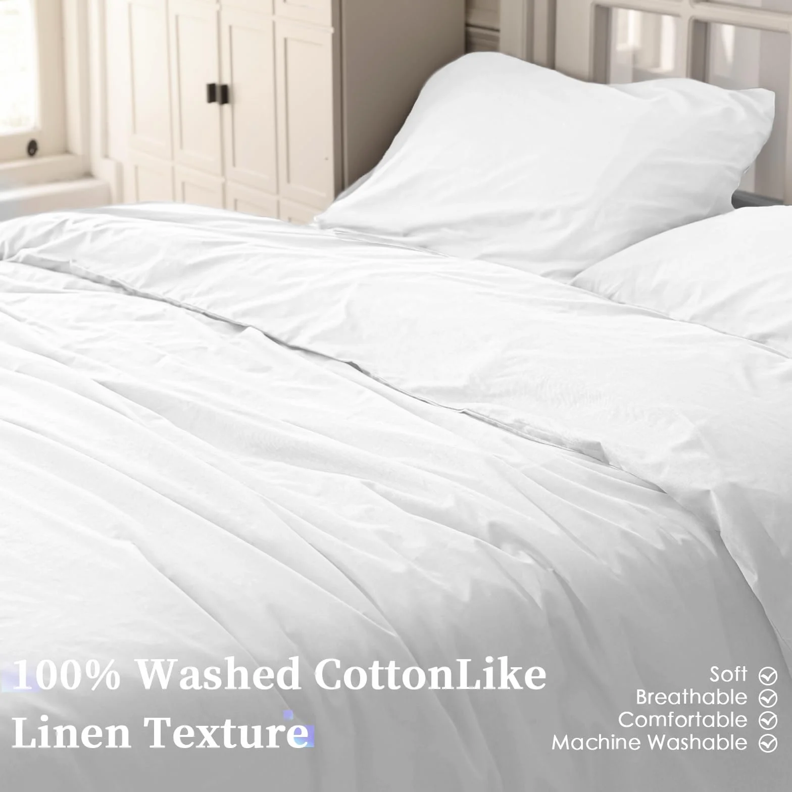 Cotopuro Poszwa na kołdrę 100% bawełna 240x220 2 poszewki 50x80 OEKO-TEX Premium 150 g/m² biały