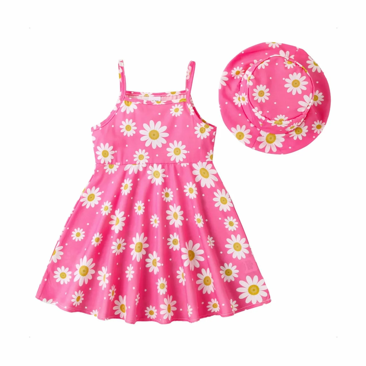 Baby Girl Baby Girl Dress Baby Clothing Newborn Daisy Flower Print Ramiączka Okrągły Dekolt Dopasowane Sukienki Sukienki Falbane Lato Małe Dziewczyny, Niebieski/Różowy 6 Miesięcy-3 Lat