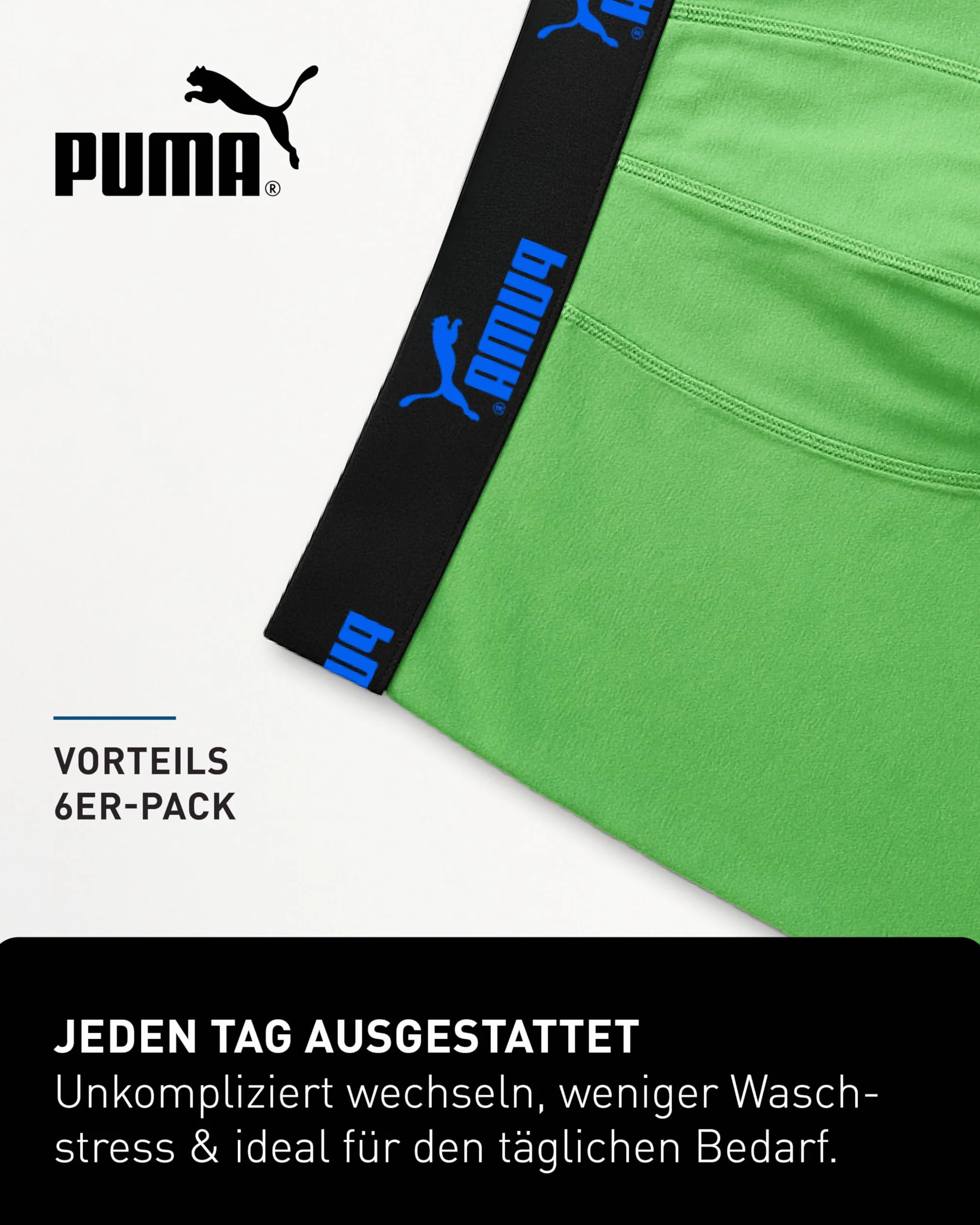 PUMA Bokserki męskie, 6 sztuk, Basic Black Limited Edition