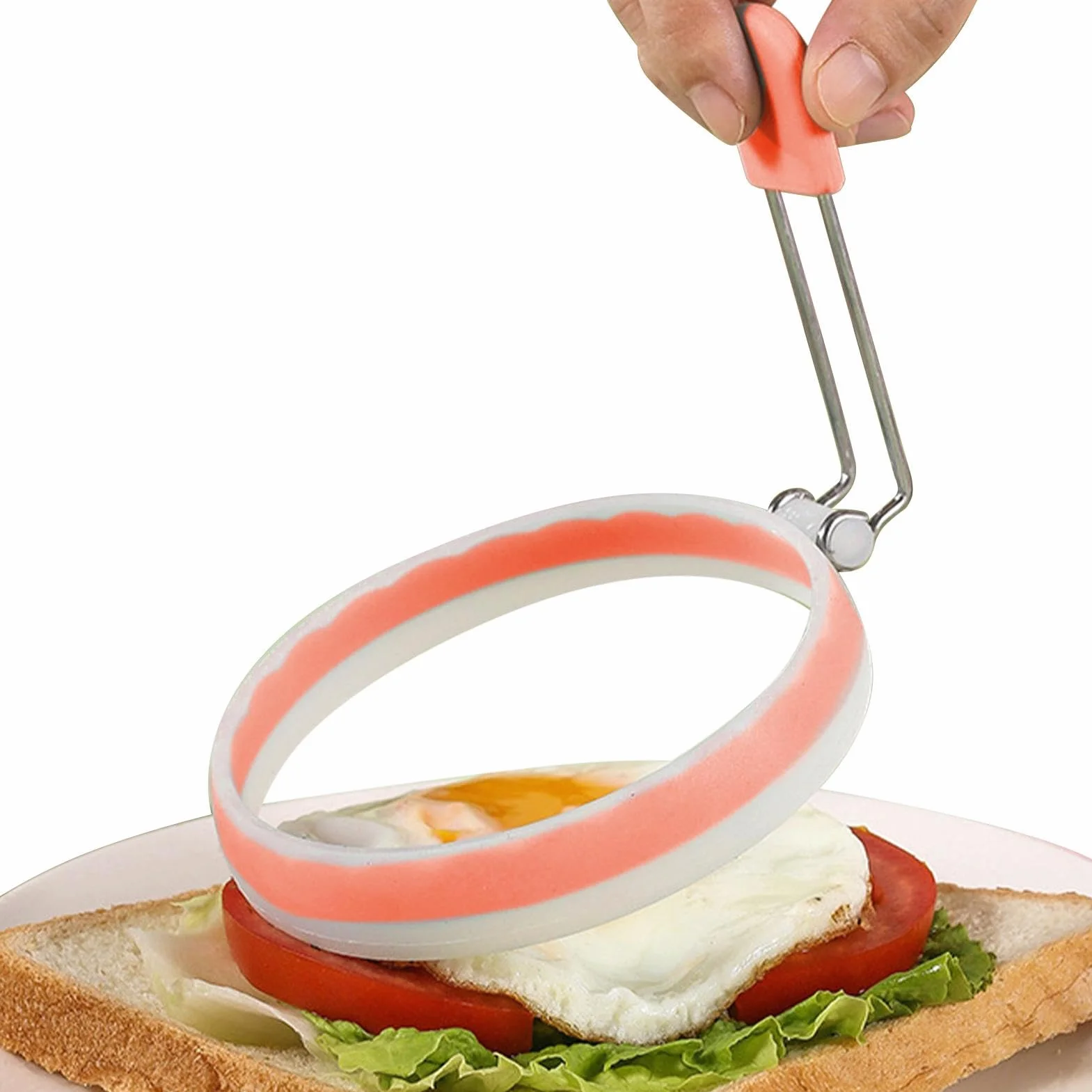 Silicone Egg Rings Non-Stick Round Egg Ring Mold Portable Frying Egg Cooking Rings For Breakfast Sandwiches
