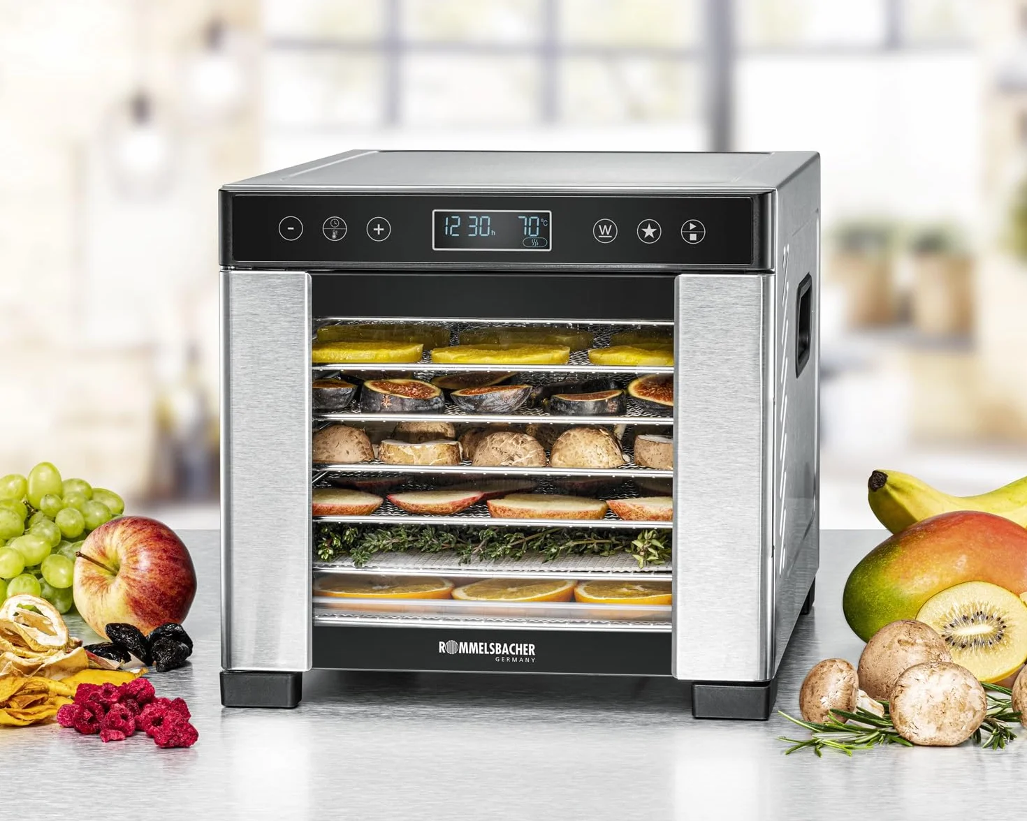 ROMMELSBACHER DA 650 Suszarka 0,5 m² 7 Tac Stal Nierdzewna LCD 99h