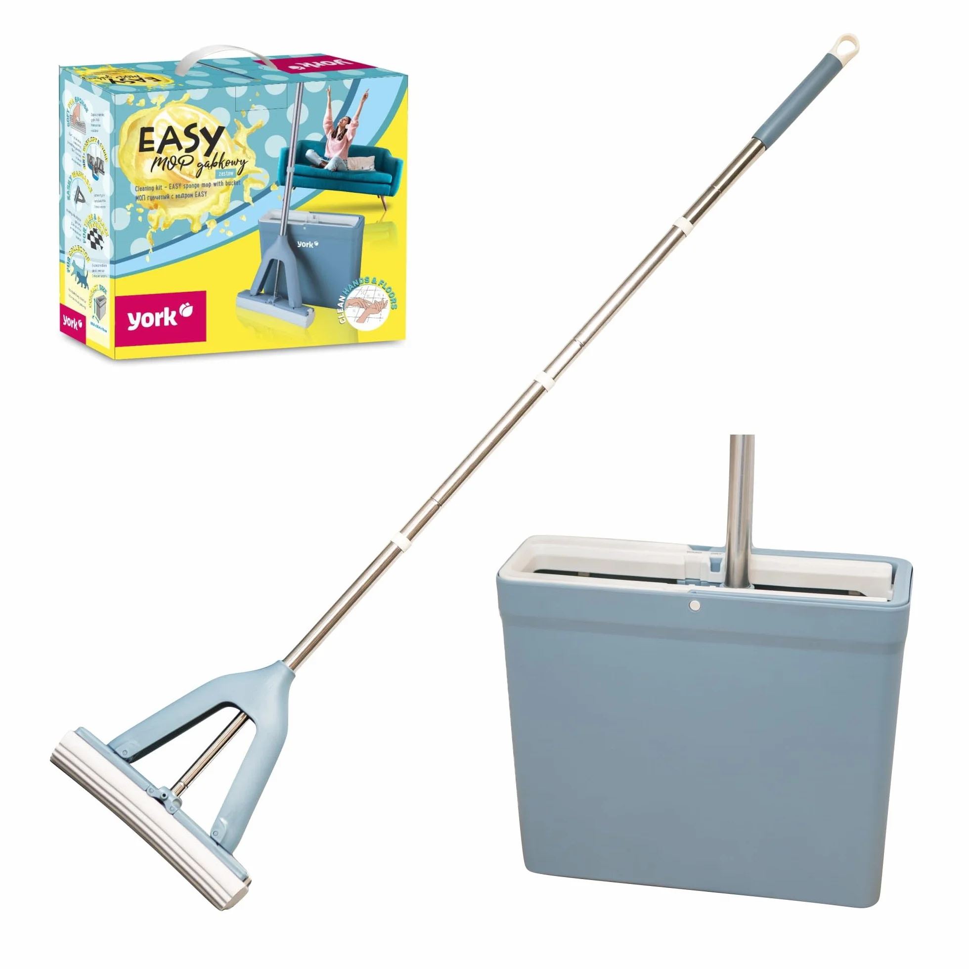 York Easy mop z wkładem gąbkowym 9 l 130 cm z wiaderkiem