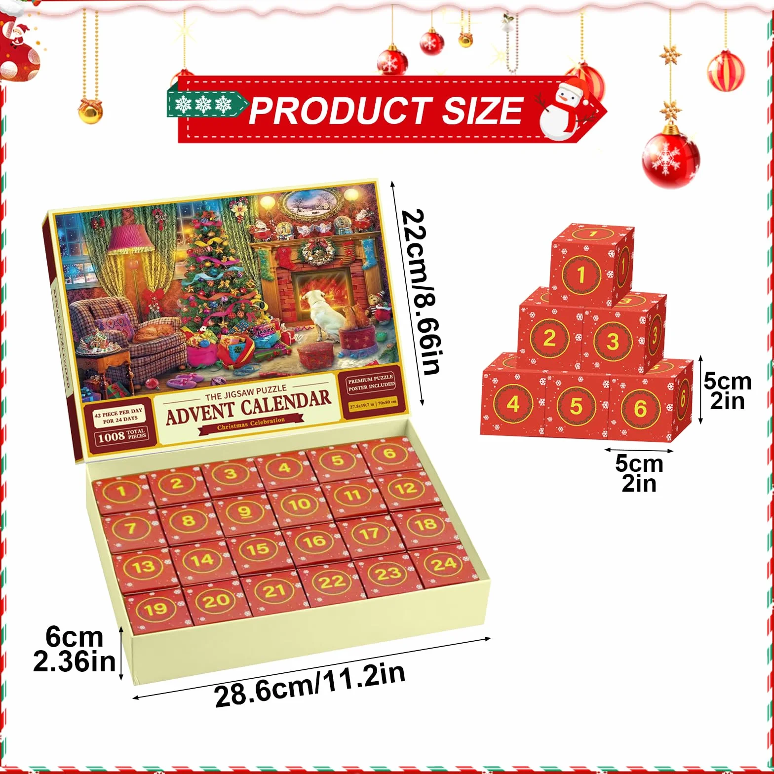 Kalendarz Adwentowy Puzzle Boże Narodzenie 24 Dni Odliczanie dla Dzieci Dorosłych Rodziny