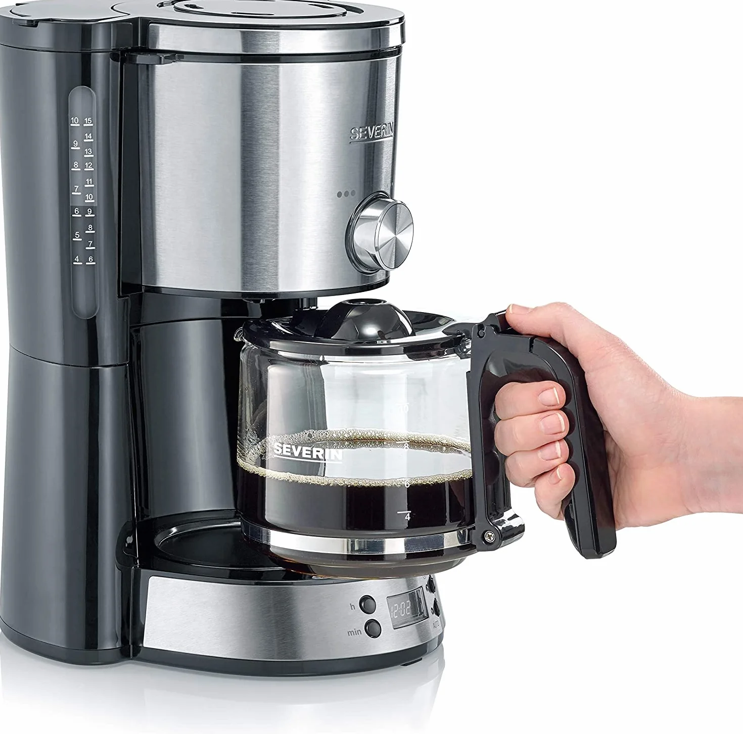 Severin Programowalny ekspres do kawy 1000 W 10 filiżanek AromaSwitch czarny stal nierdzewna KA 4826