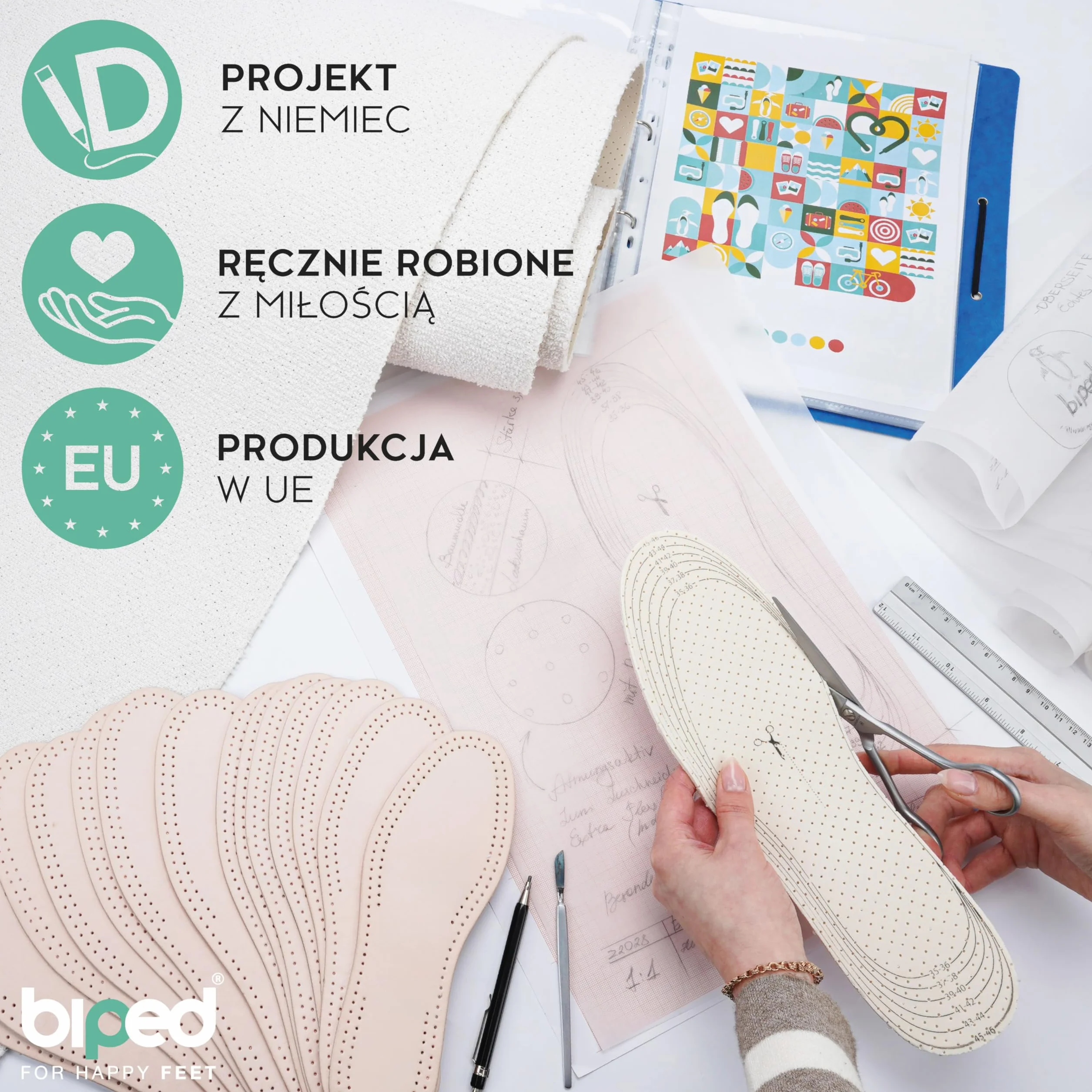 biped 3 pary wkładek do bosych stóp do przycięcia na wymiar - wkładki frotte ze 100% bawełny i miękką lateksową amortyzacją - wkładki przeciw nieprzyjemnemu zapachowi stóp i bakteriom z2028