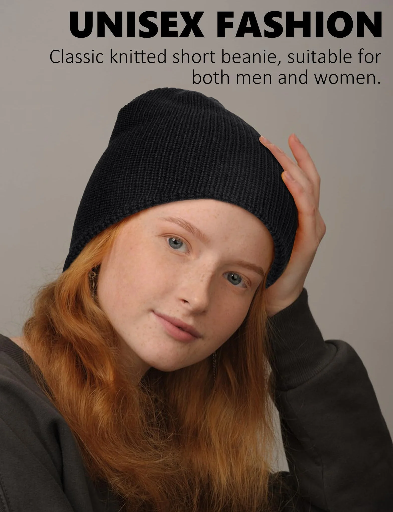 Kiiwah Dzianinowa czapka beanie unisex, składana czapka rybacka mini trawler beanie ciepła oddychająca styl na co dzień dla mężczyzn i kobiet (czarna), Czarny, Rozmiar uniwersalny