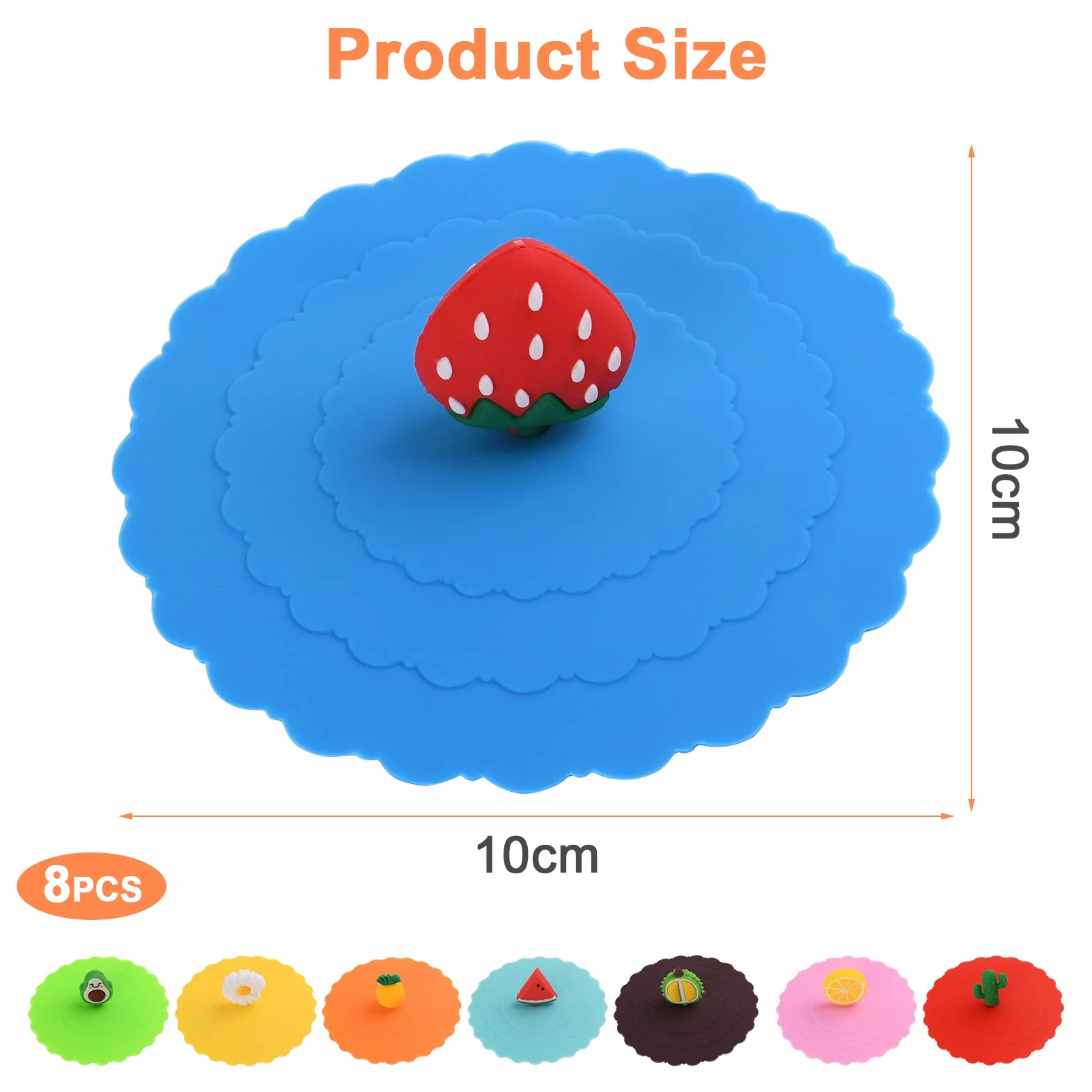 OSDUE Silicone Glass Cover, 8-częściowa silikonowa pokrywa kubka wielokrotnego użytku, antypurzylowa silikonowa szklana pokrywa kubka silikonowa, do kawy kubek piwa Szkło wina Home